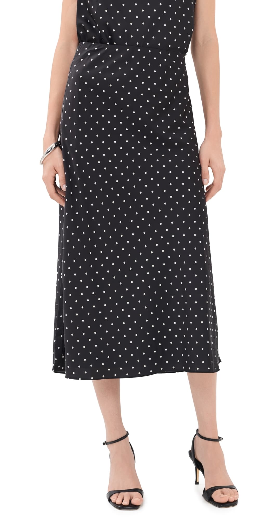 Joe's Jeans The Ines Midi Skirt Black Polka Dot