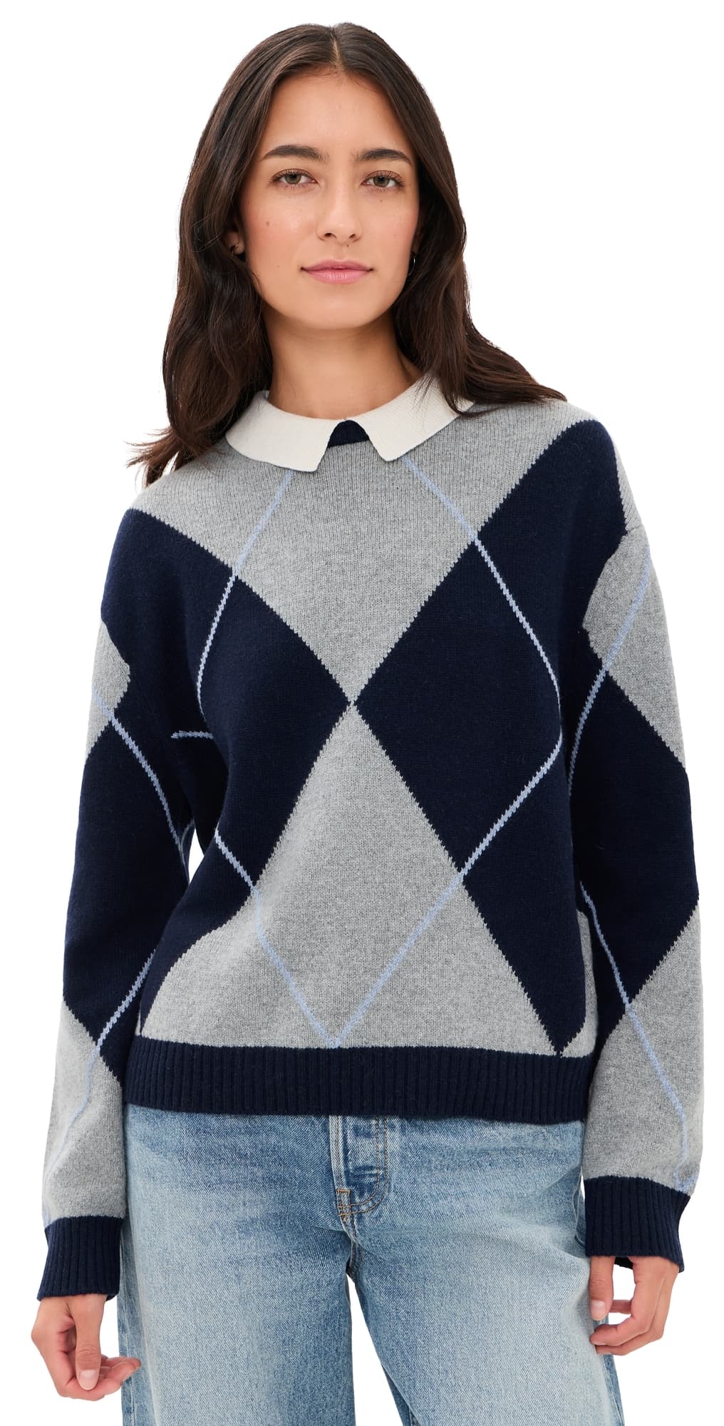 Joe's Jeans The Jude Collared Sweater Blue Argyle