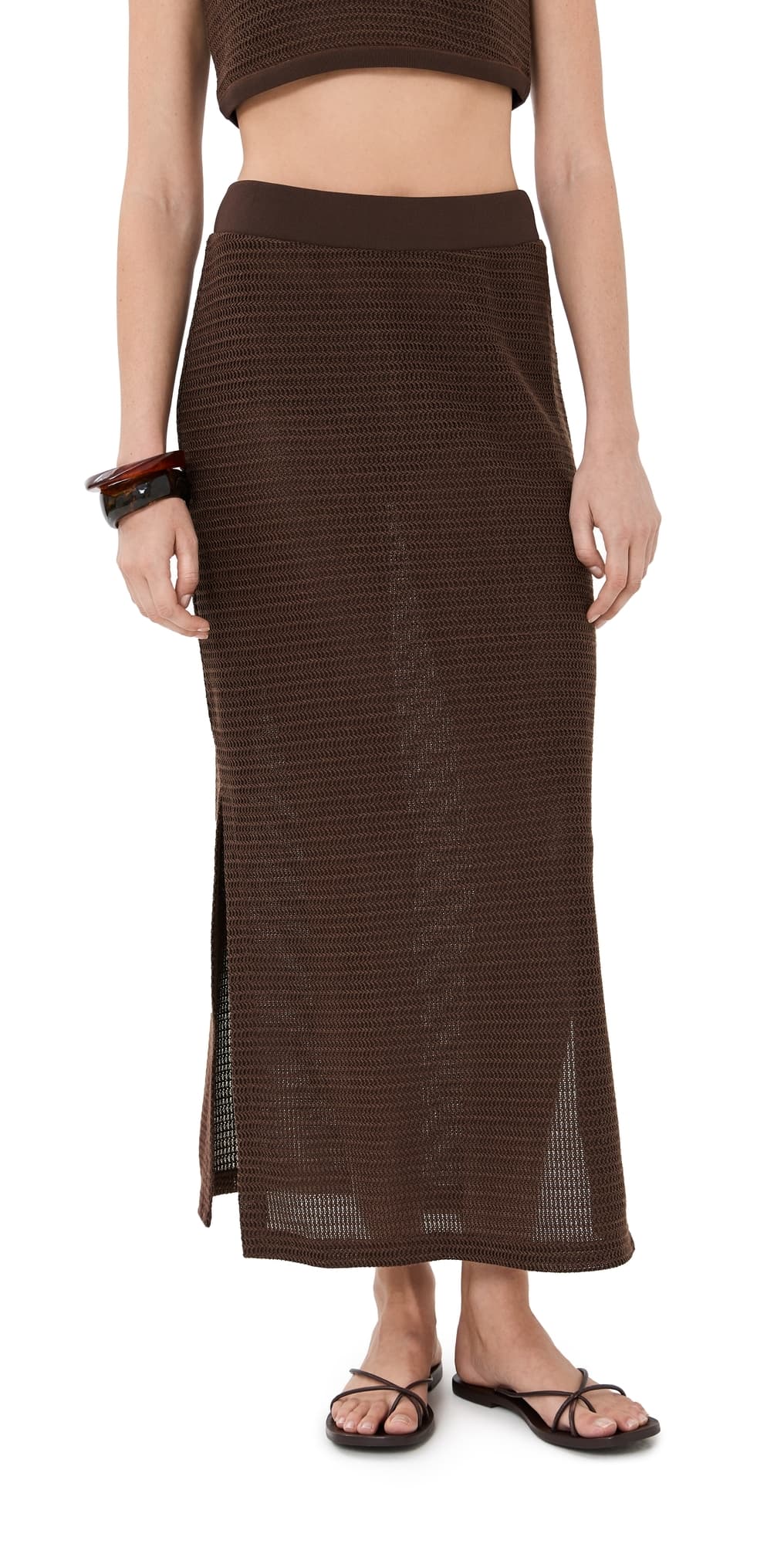 SIMKHAI Nicky Midi Coverup Skirt Chocolate