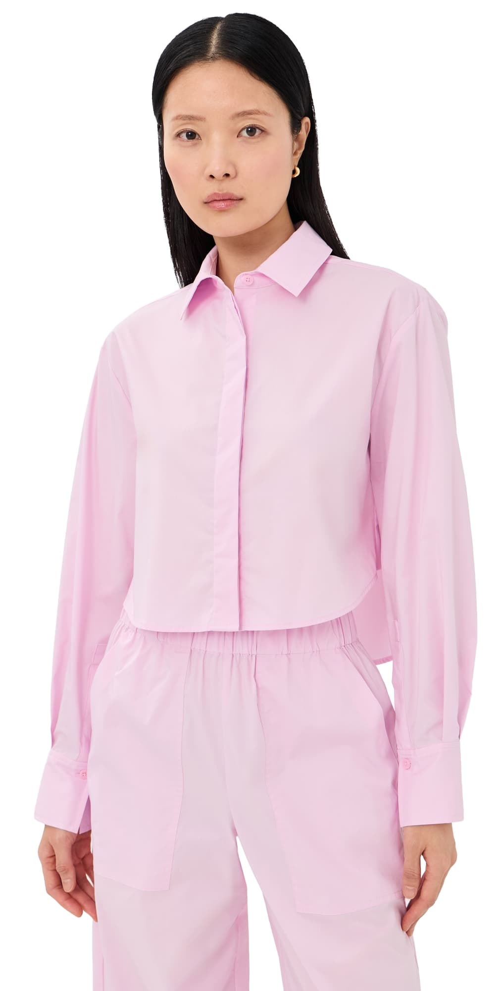 SIMKHAI Renata Cropped Button Down Shirt Tulip