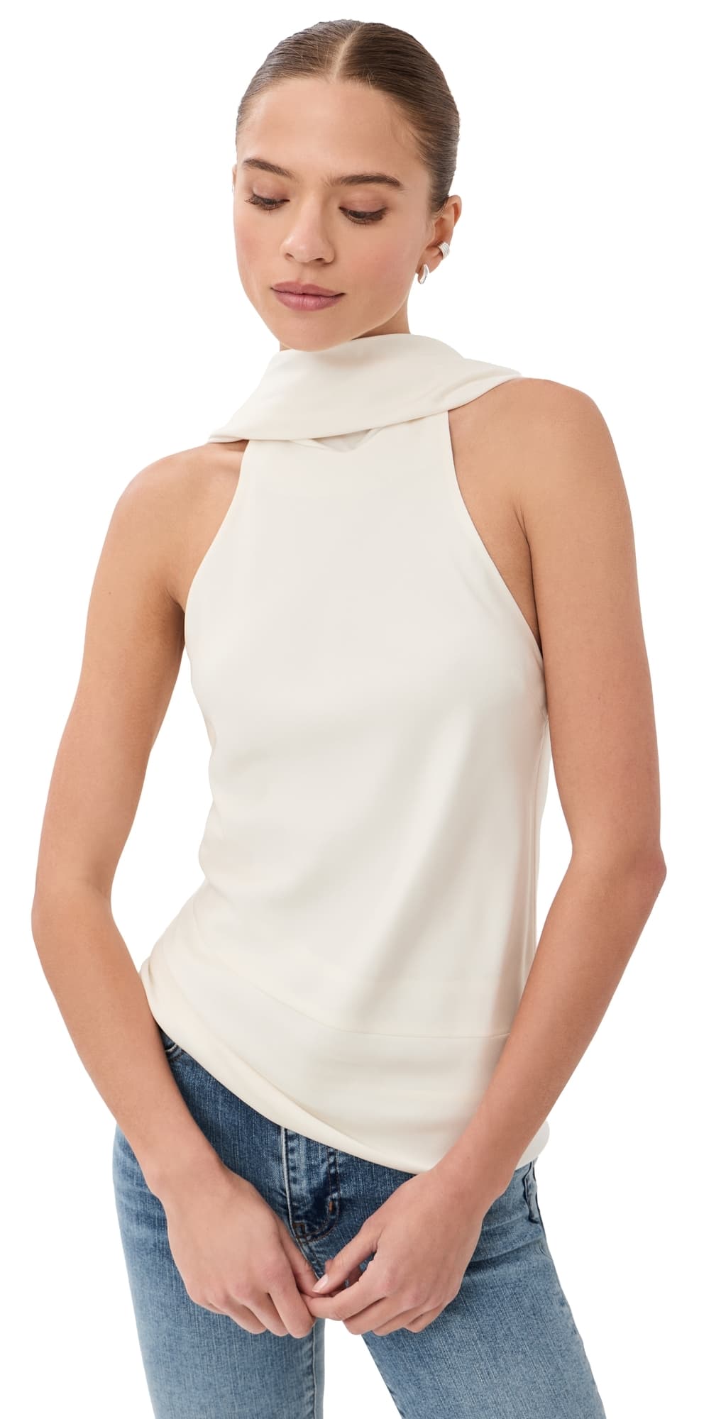 SIMKHAI Samira Satin Cape Top Ivory