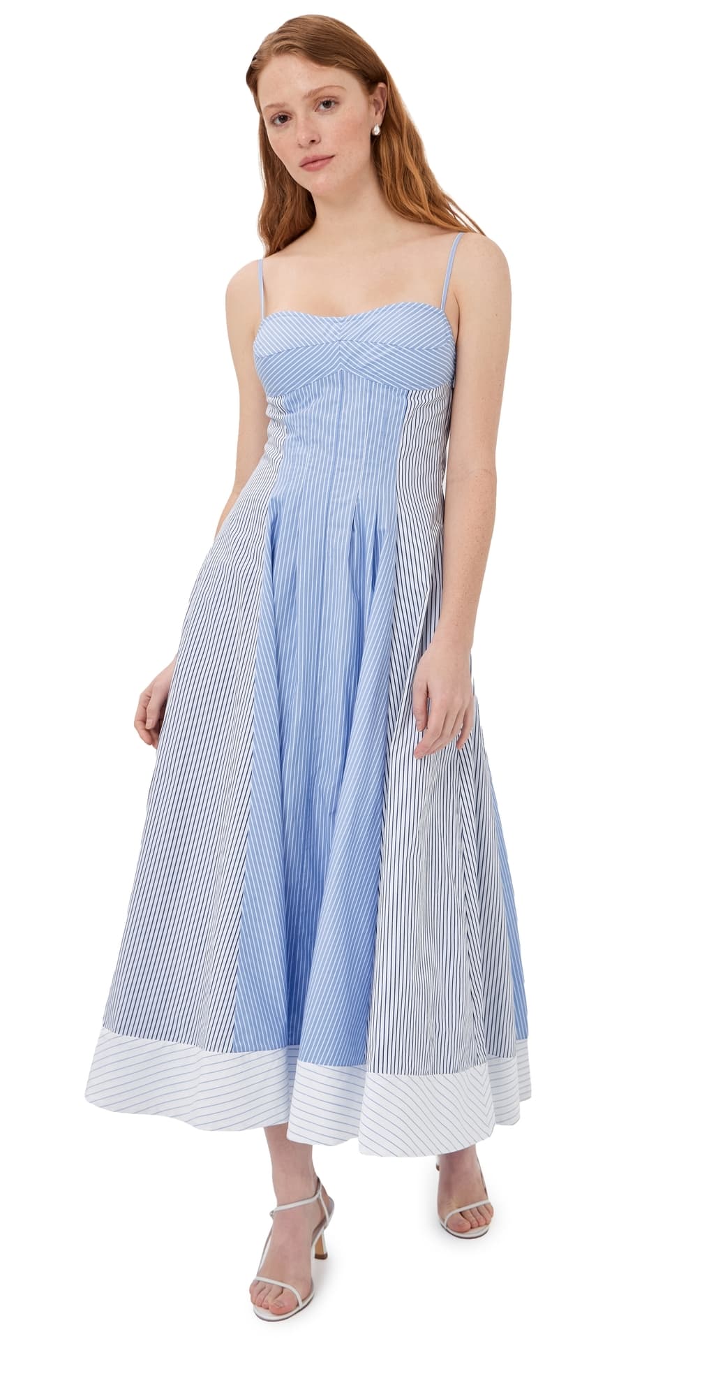 SIMKHAI Chamberlain Cotton Midi Dress Periwinkle Multi Stripe