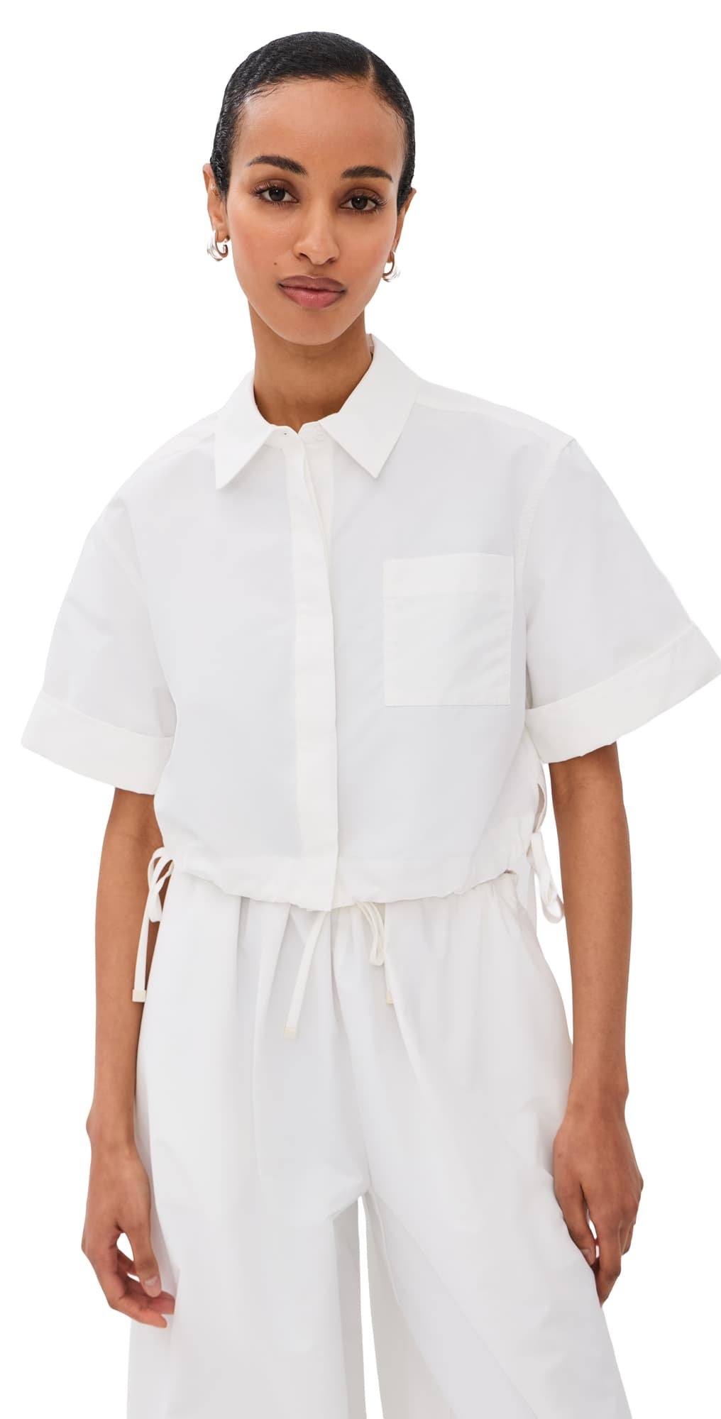 SIMKHAI Ryett Cropped Button Down Shirt White
