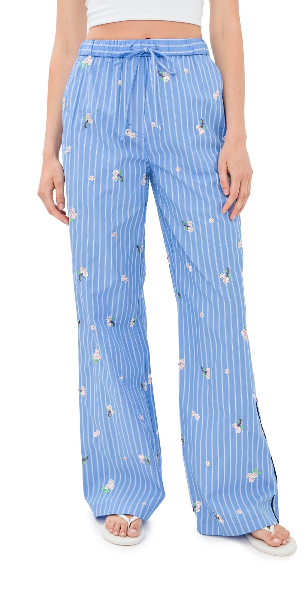 SIMKHAI Jemma Wide Leg Pants French Blue Stripe