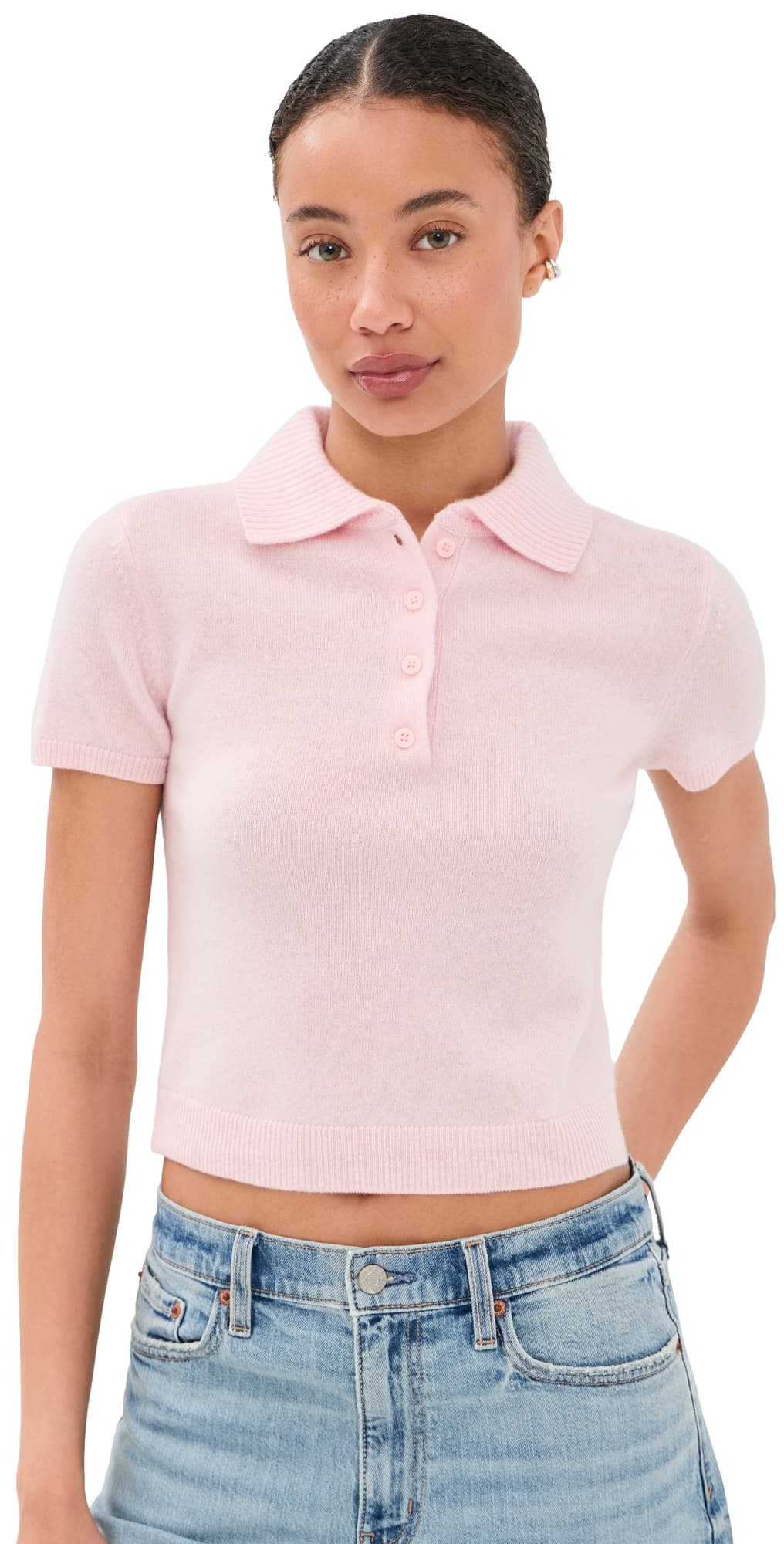 SIMKHAI Twila Cashmere Polo Bubblegum