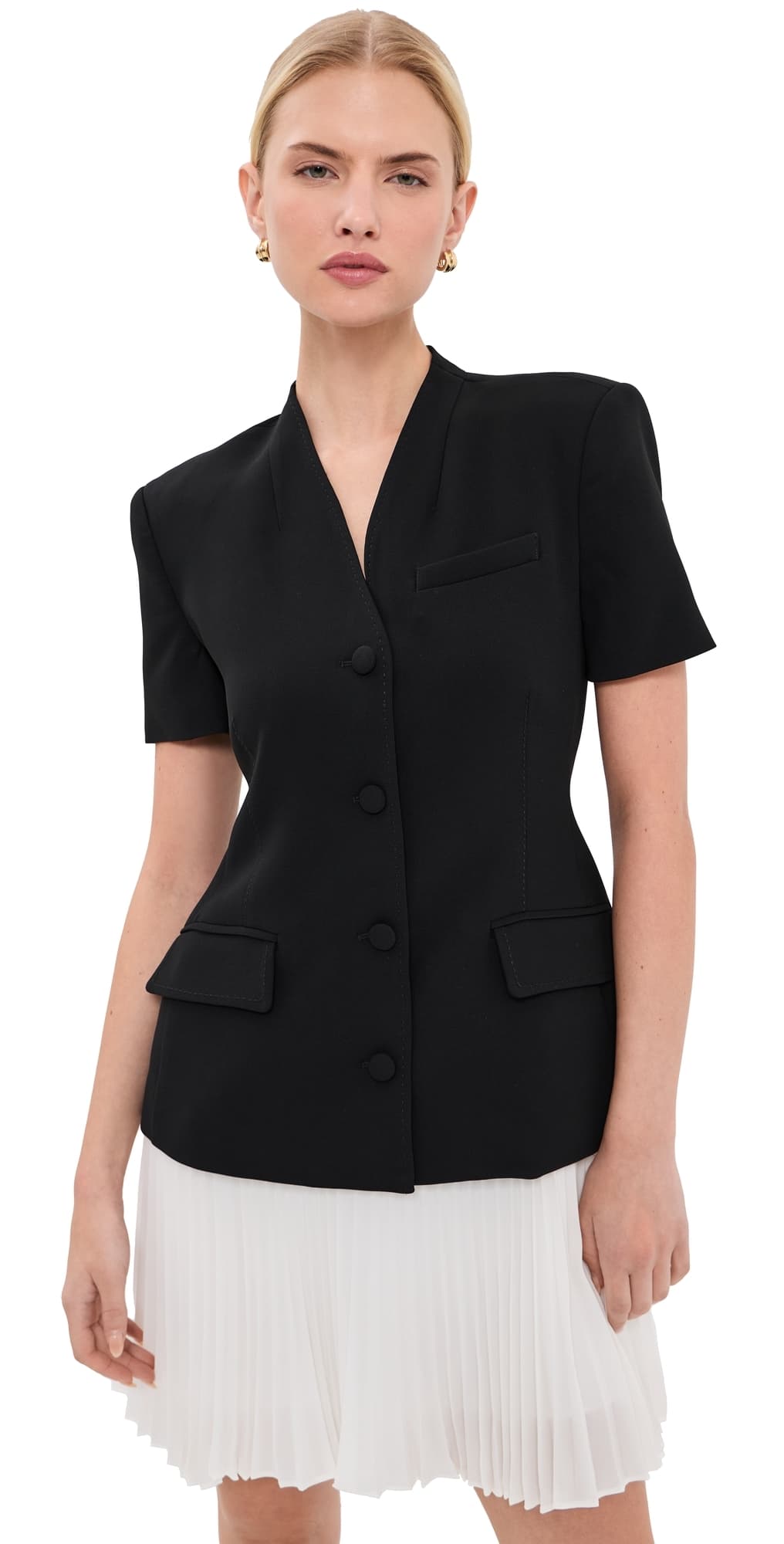 SIMKHAI Leah Short Sleeve Blazer Mini Dress Black multi
