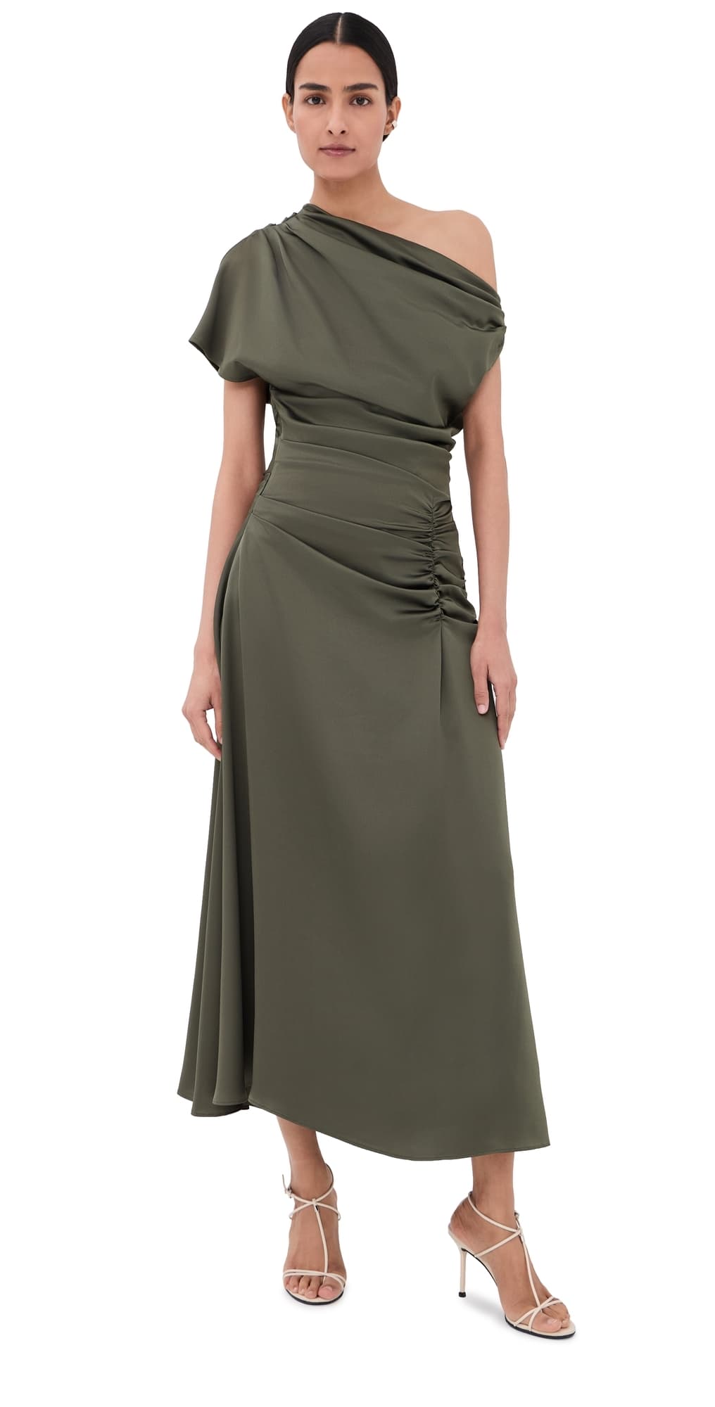 SIMKHAI Joanna Asymmetrical Midi Dress Sea Turtle