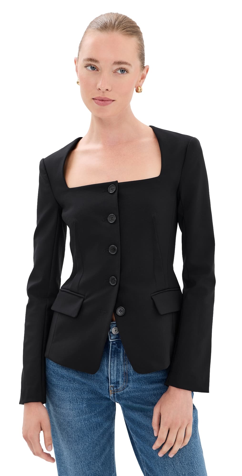 SIMKHAI Marlowe U-Neck Jacket Black