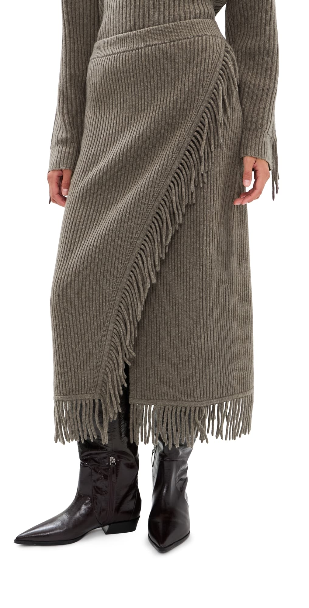 SIMKHAI Casey Midi Skirt Mushroom Melange