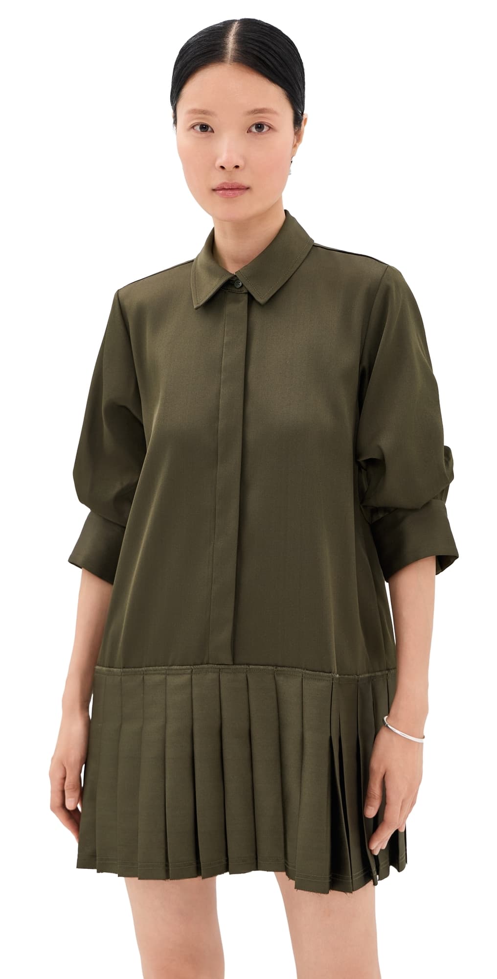 SIMKHAI Regina Mini Dress Dark Olive