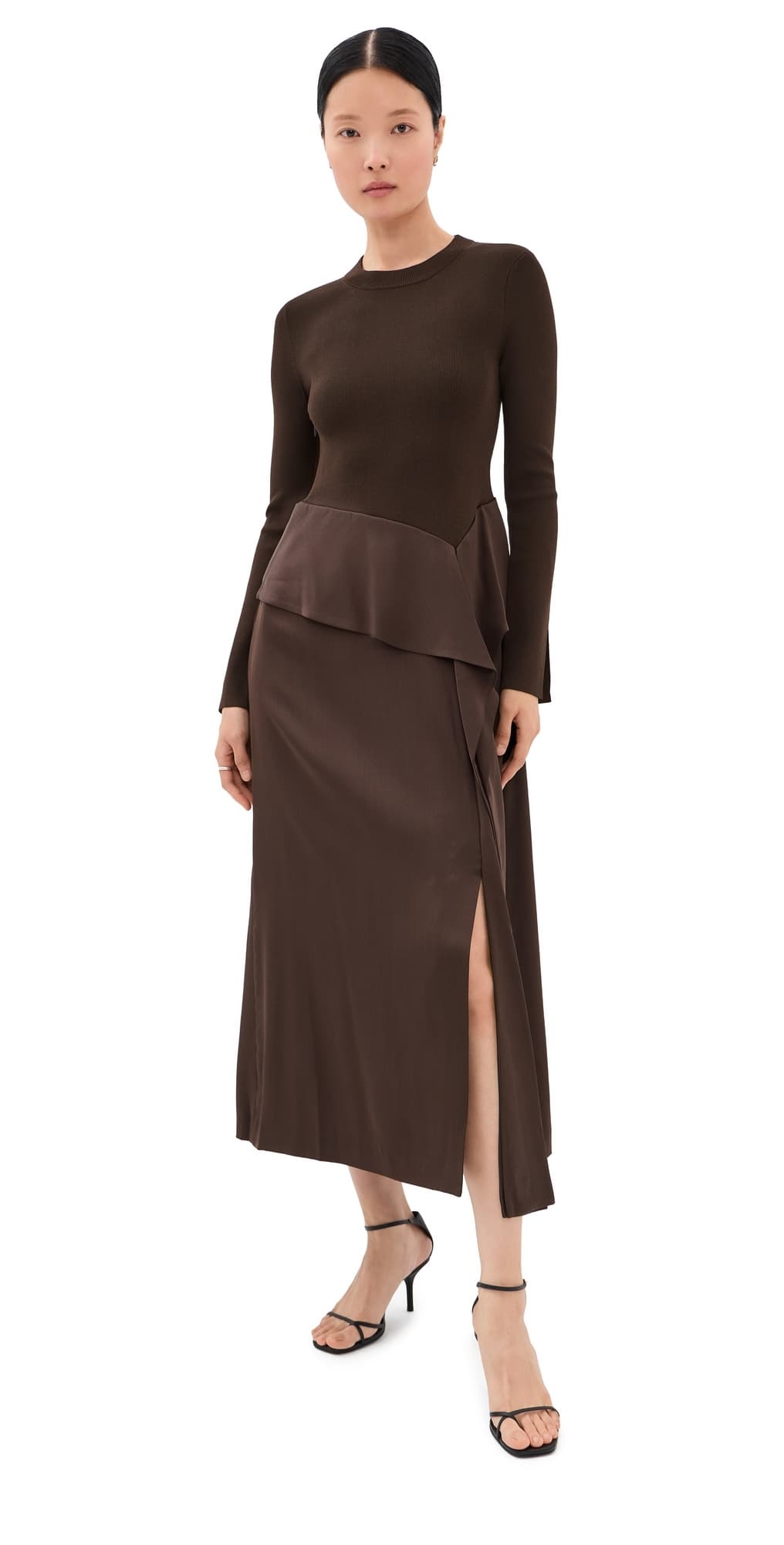 SIMKHAI Ornella Midi Dress Dark Chocolate