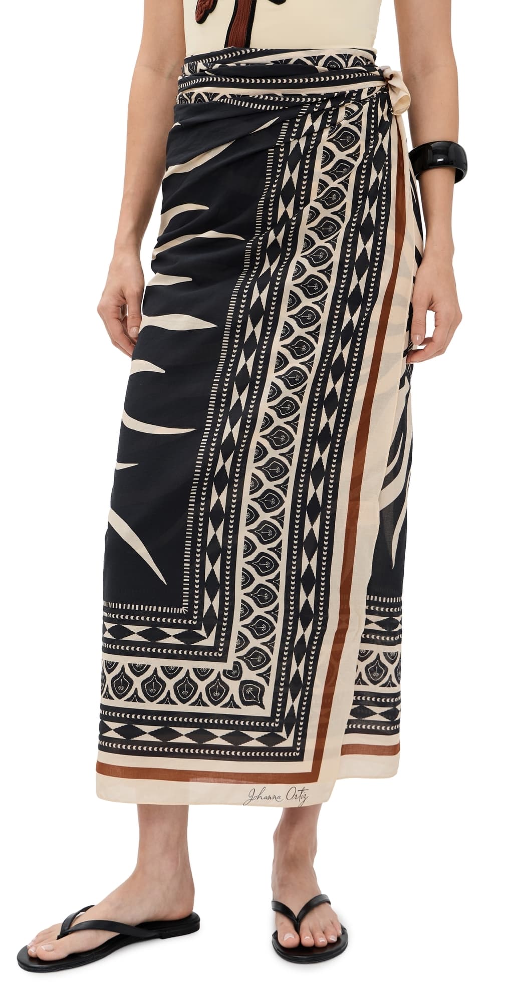 Johanna Ortiz Golden Horizon Pareo Black/Ecru · One Size