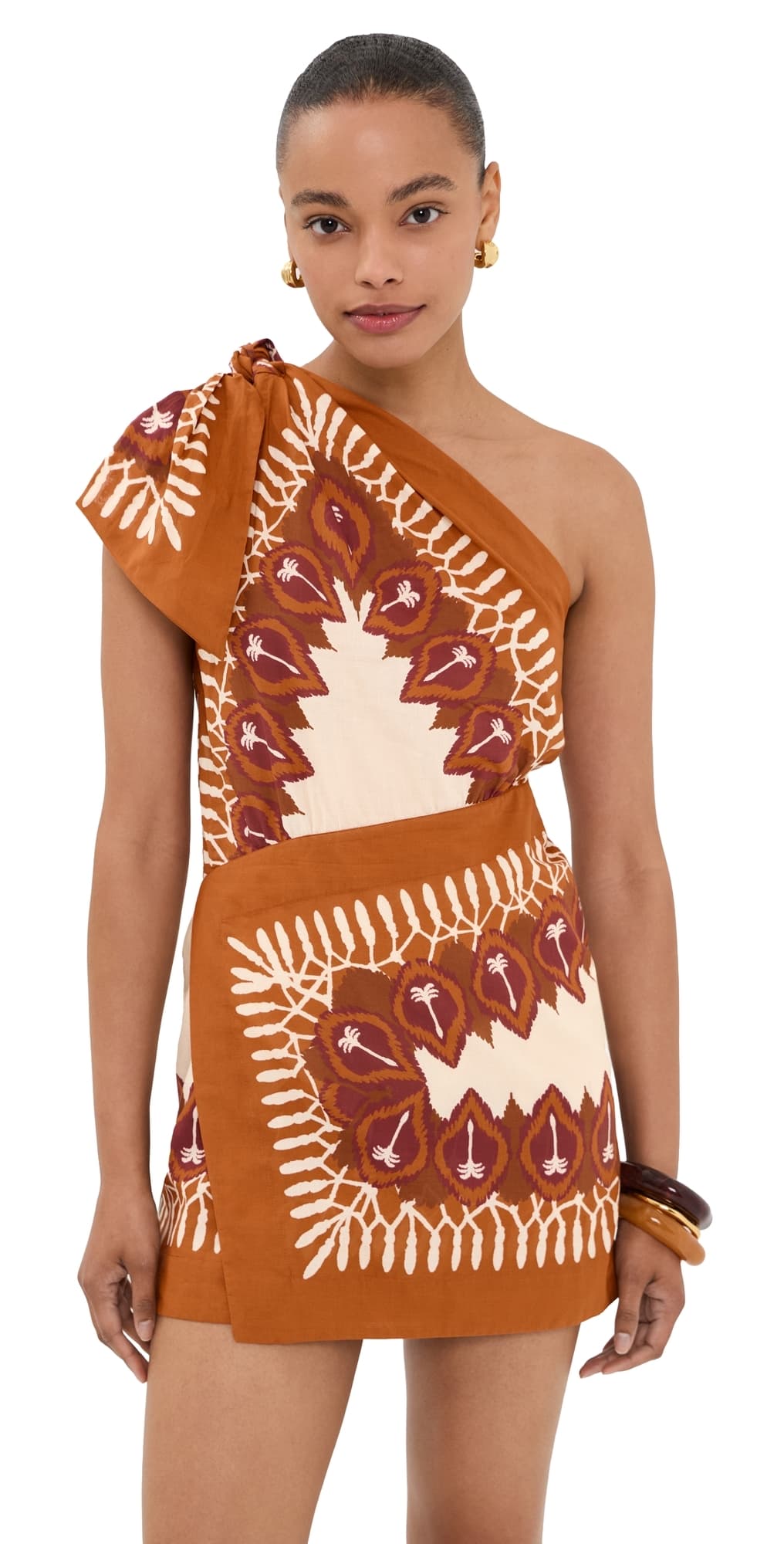 Johanna Ortiz Sun Traveller Mini Dress Ecru/Brown