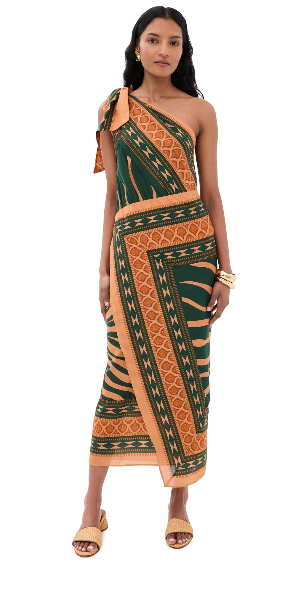 Johanna Ortiz Embracing Courage Ankle Dress Dark Green/Camel