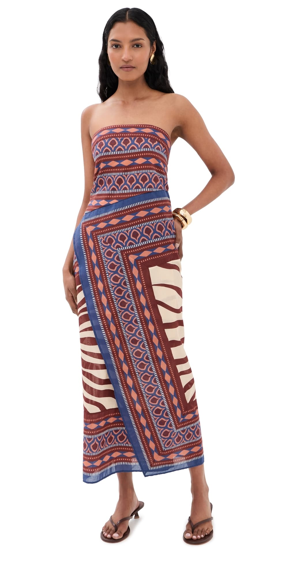 Johanna Ortiz Paraiso Agreste Ankle Dress Ecru/Blue