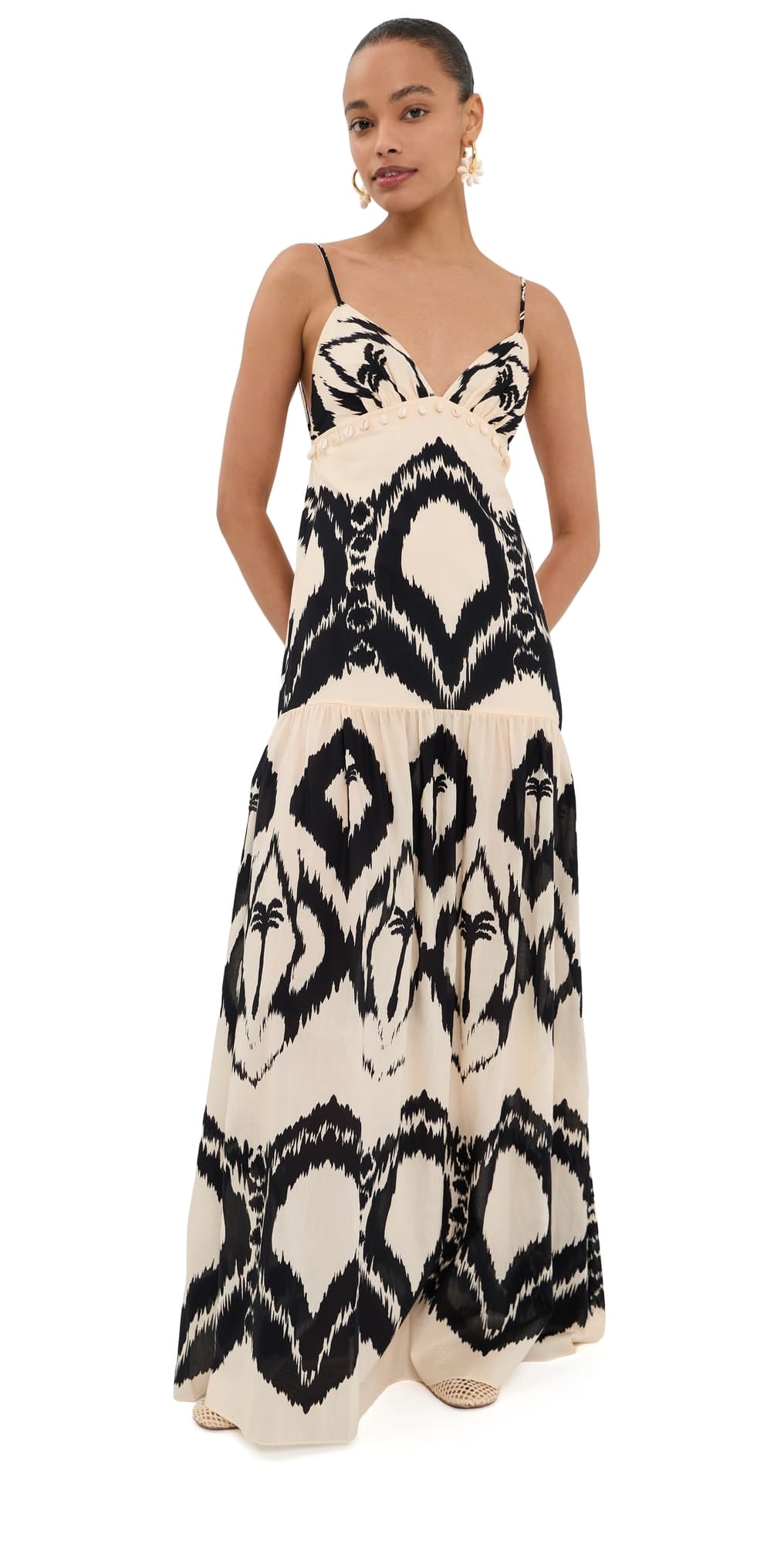 Johanna Ortiz Zea Palm Maxi Dress Ecru/Black