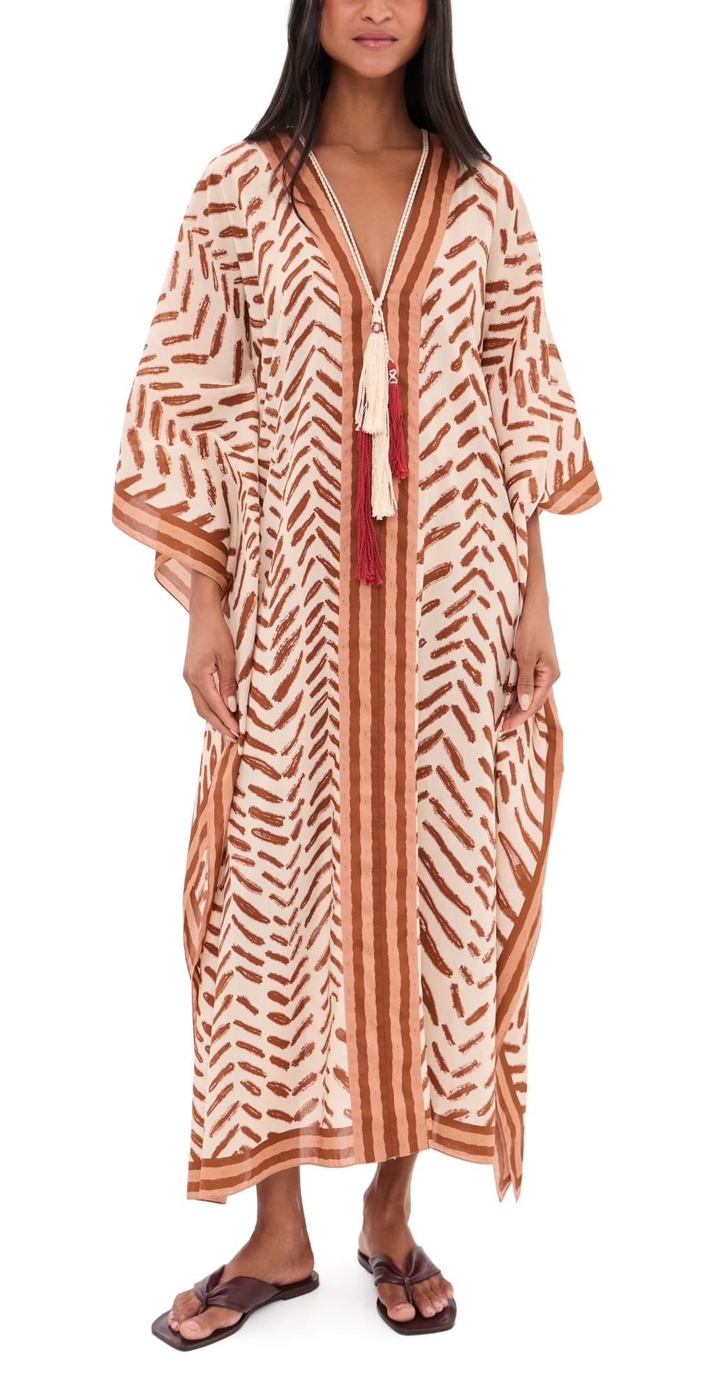 Johanna Ortiz The Secret of The Sun Tunic Dress Ecru/Dark Coffee