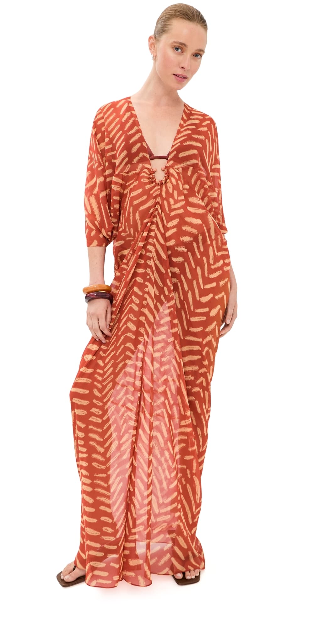 Johanna Ortiz Sensory Tapestry Tunic Dress Red/Nude