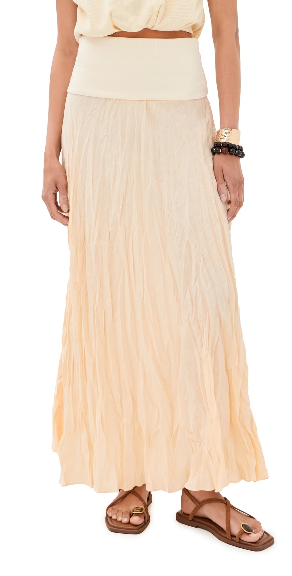 Johanna Ortiz Ecru Light and Sound Ankle Skirt Ecru