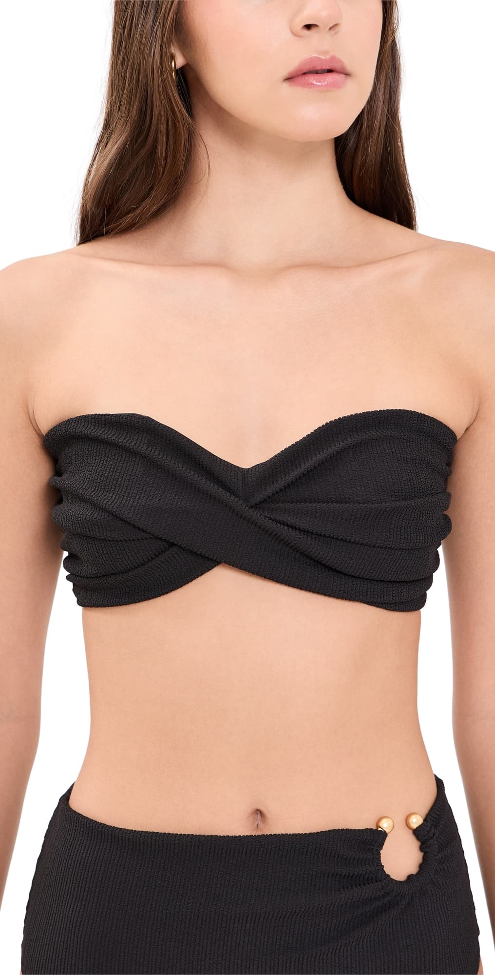 Johanna Ortiz Crinkle Sea Sprite Bikini Top Black