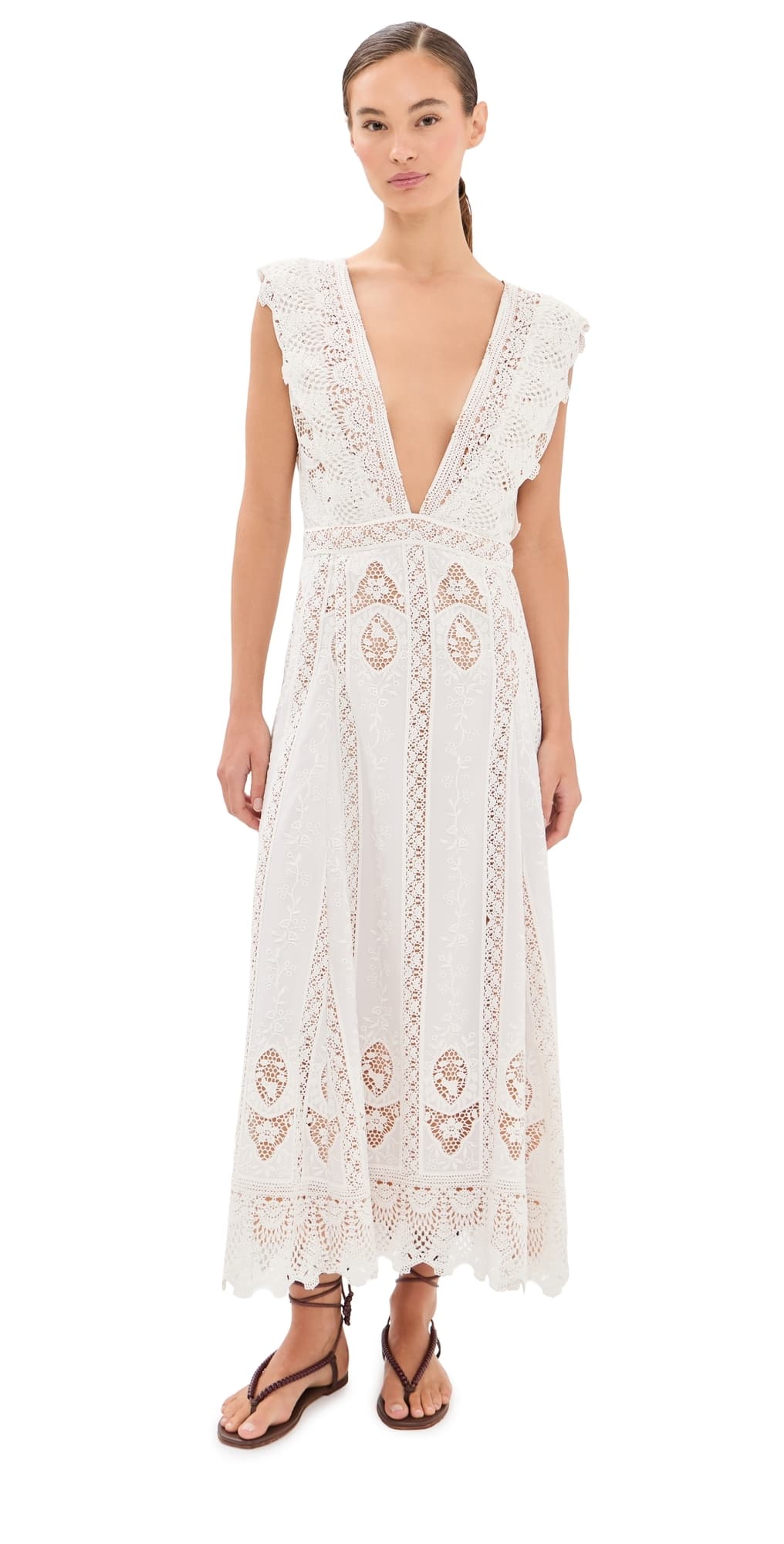 Johanna Ortiz Grace In The Open Fields Maxi Dress Ecru