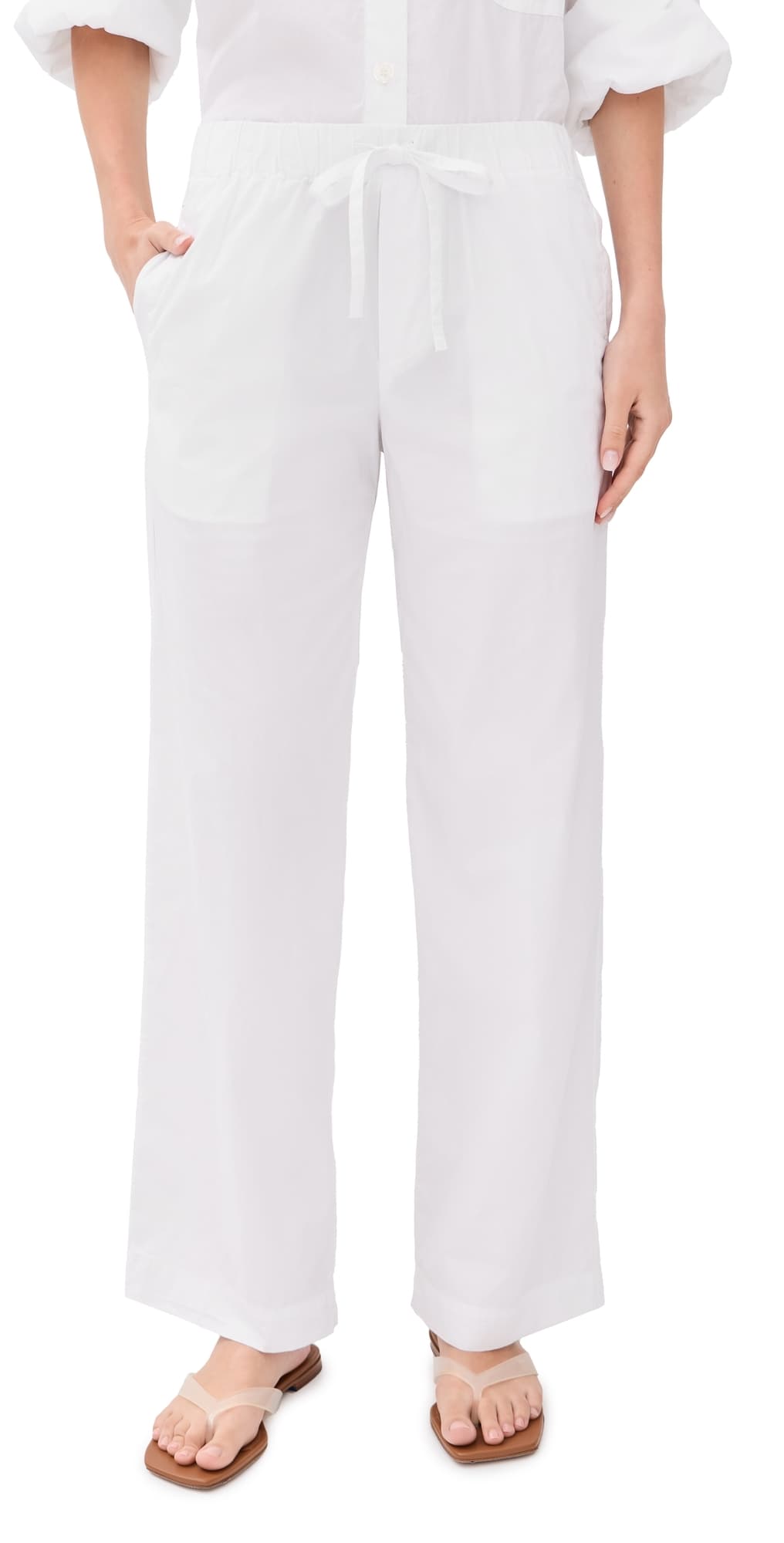 James Perse Cotton Linen Stretch Poplin Pants White