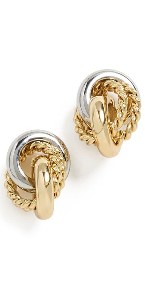 Kenneth Jay Lane Two-Tone Gold and Silver Knot Pierced Earrings Gold/Silver · One Size