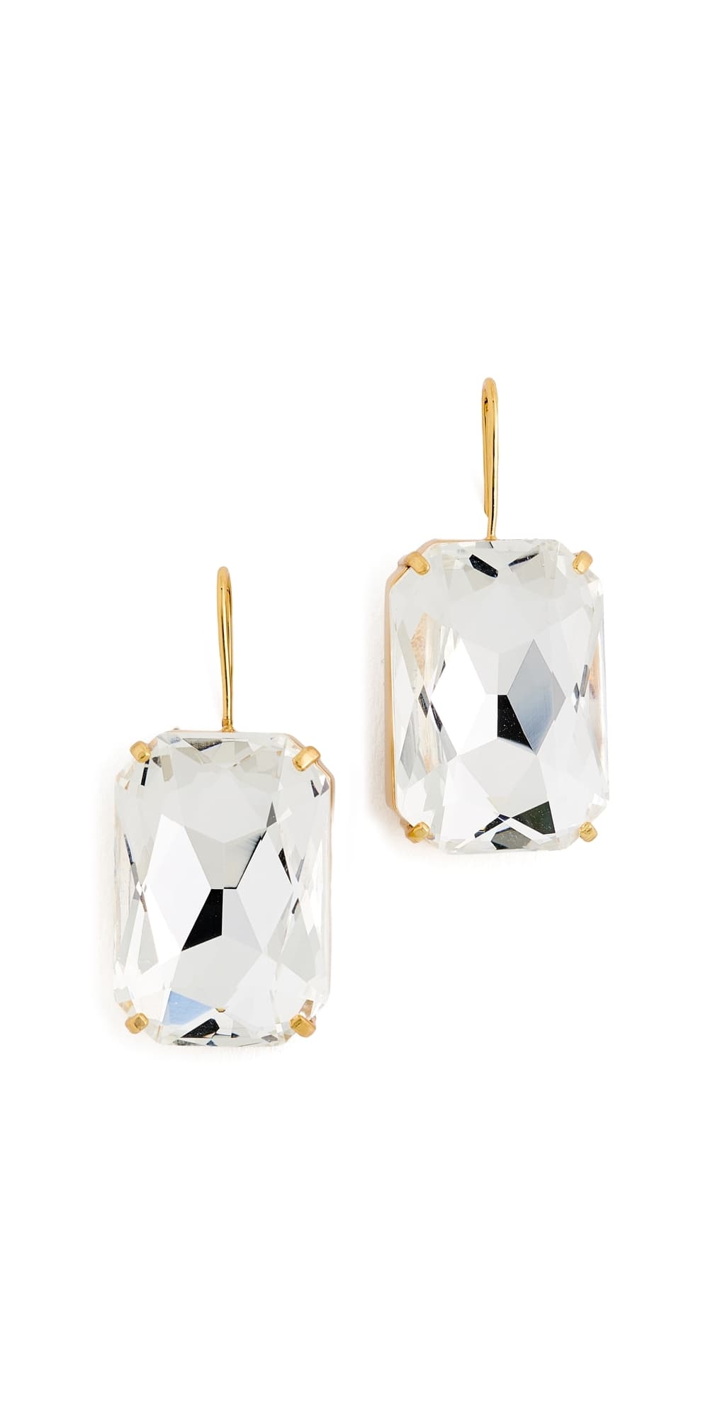 Kenneth Jay Lane Stone Fishhook Earrings Faceted Crystal