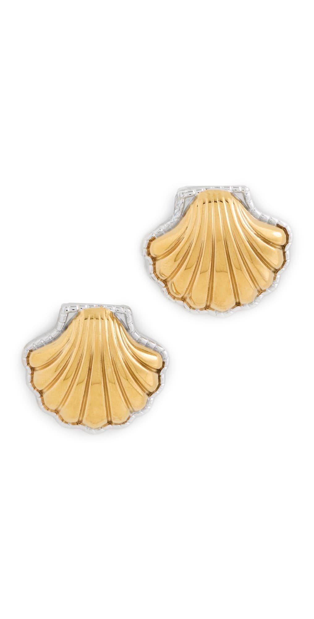 Kenneth Jay Lane Shell Pierced Earrings Gold/Silver