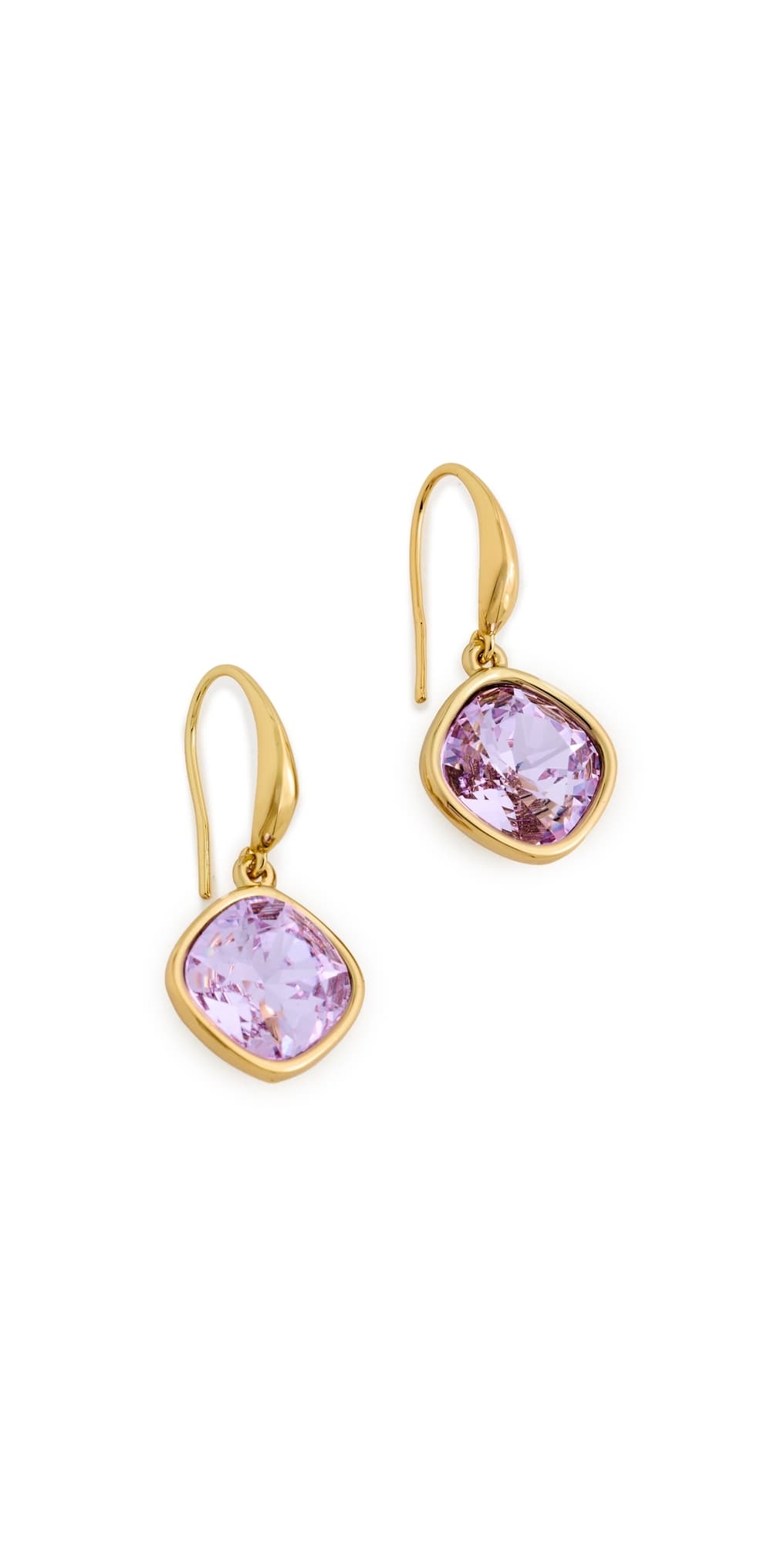 Kenneth Jay Lane Square Stone Earrings Gold/Violet