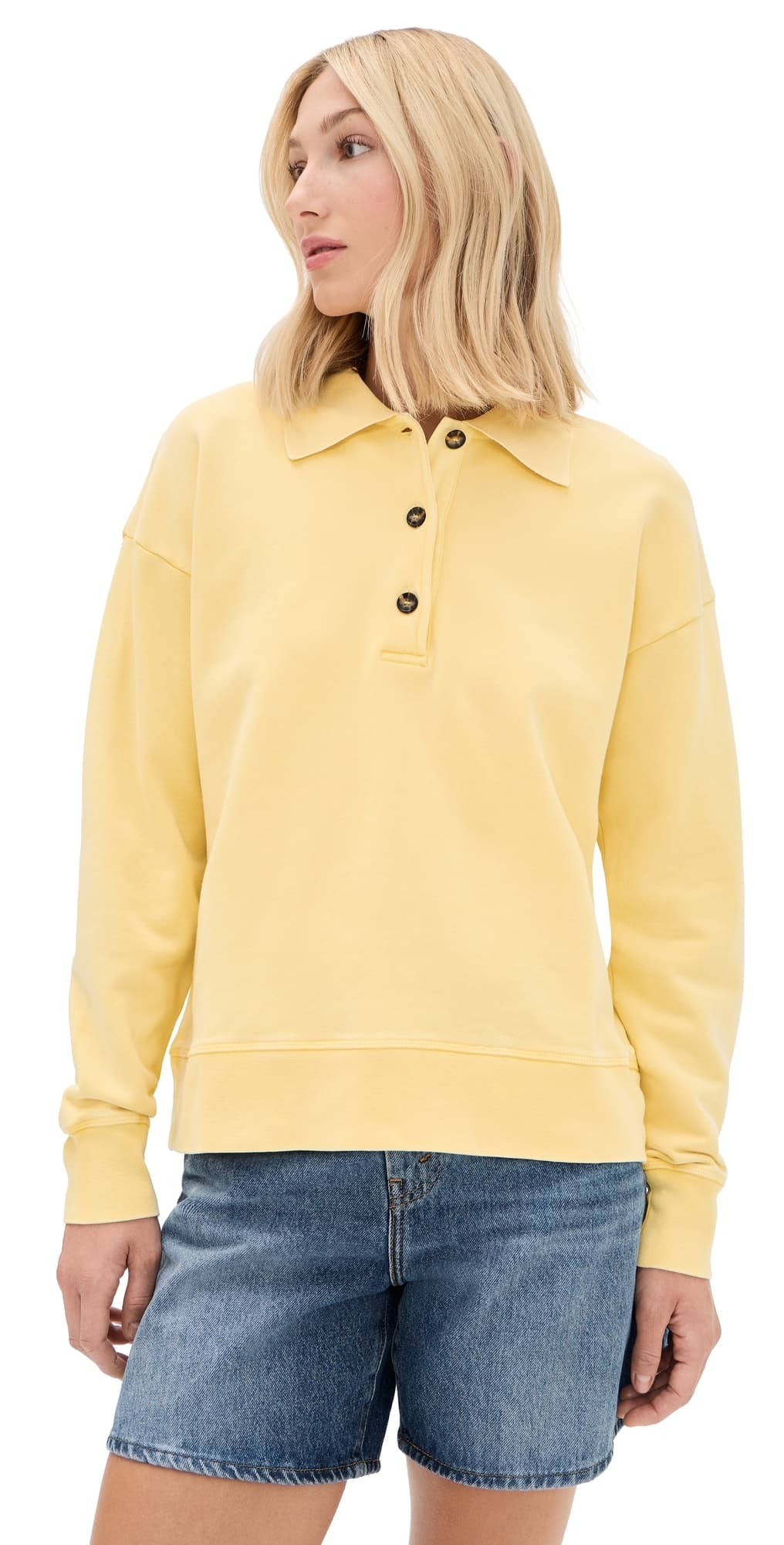 La Ligne Garment Washed Howard Polo Butter