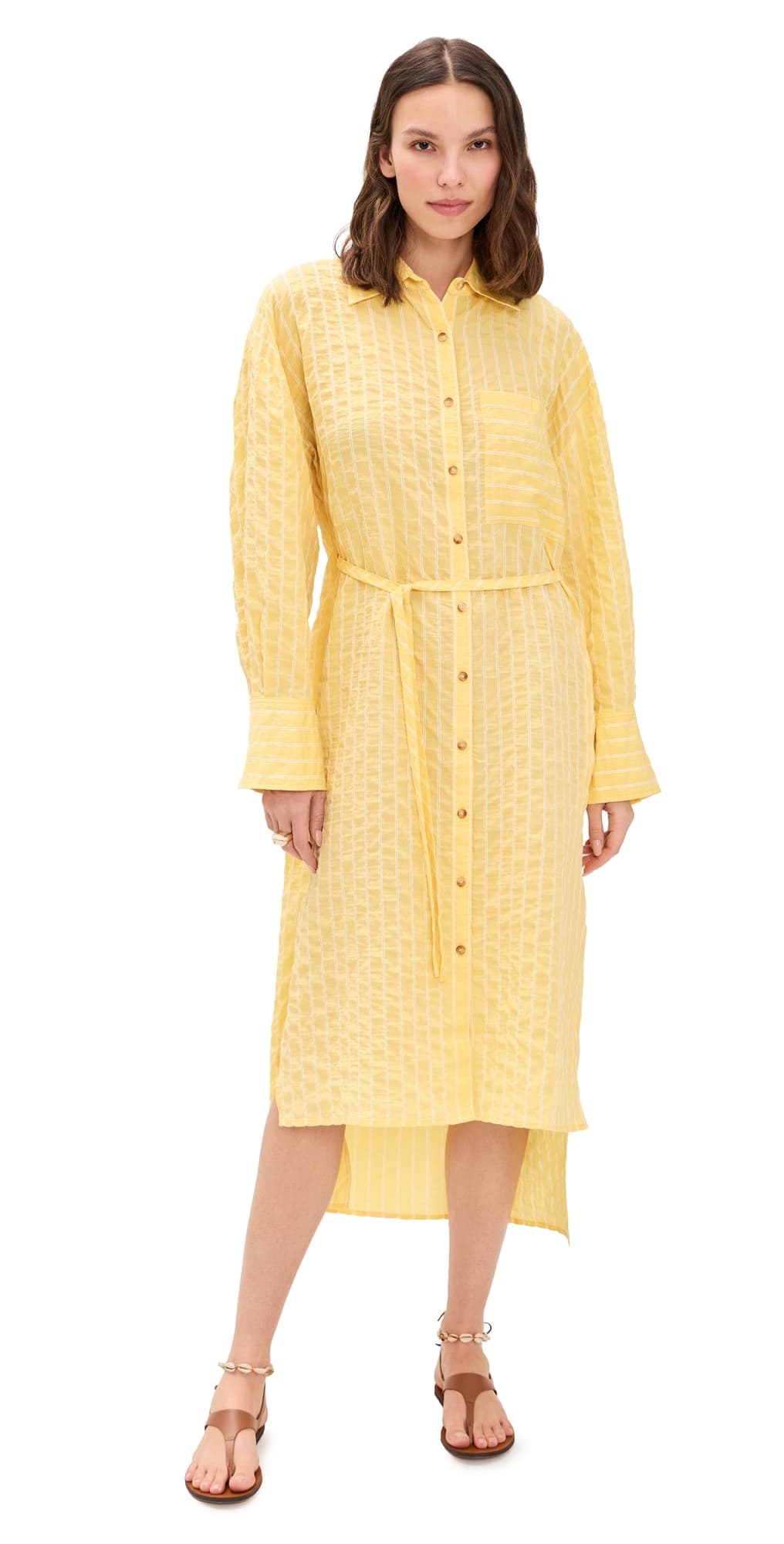 La Ligne Tie Front Shirt Dress Butter Stripe