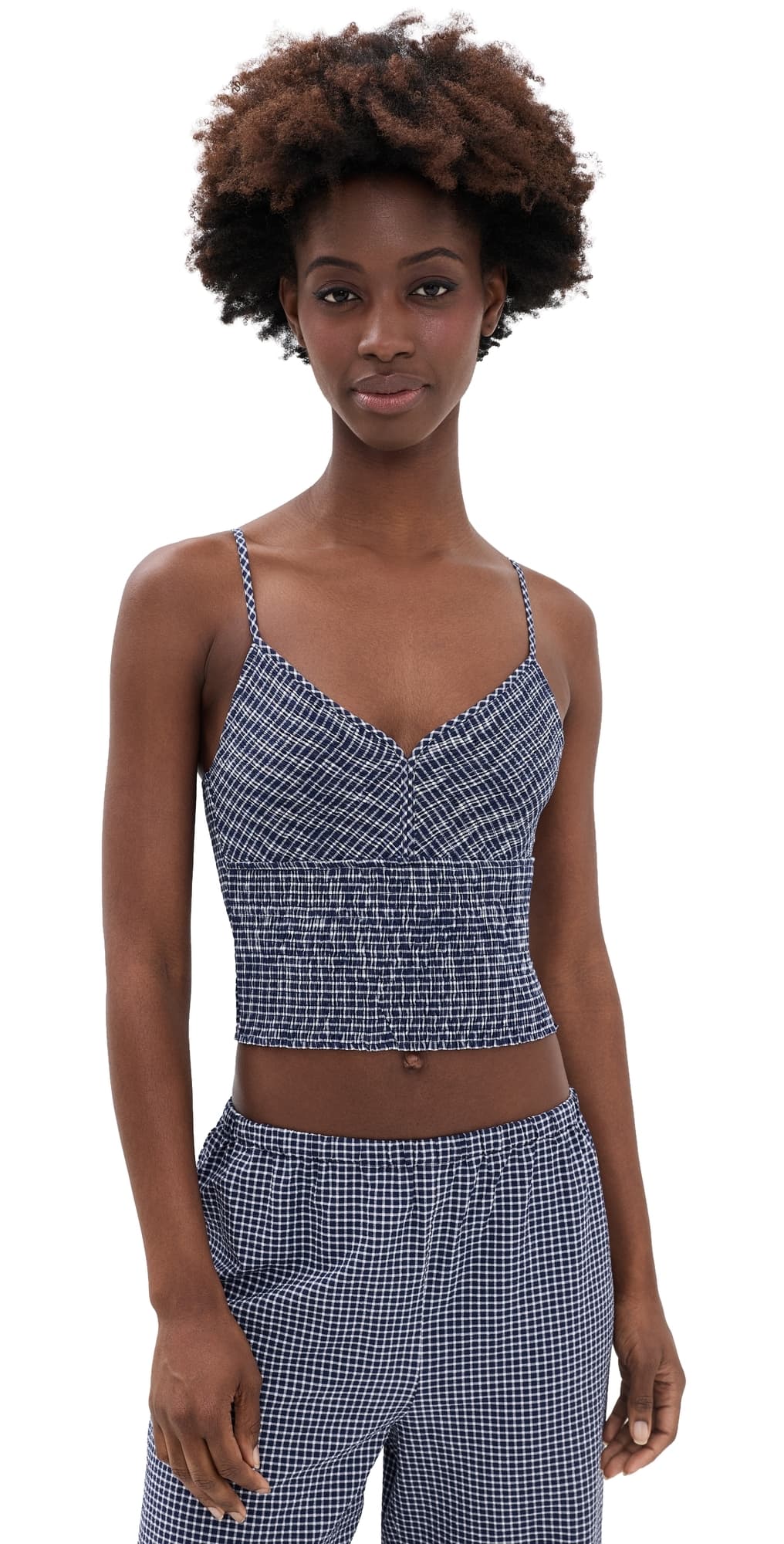La Ligne Smocked Top Midnight/White
