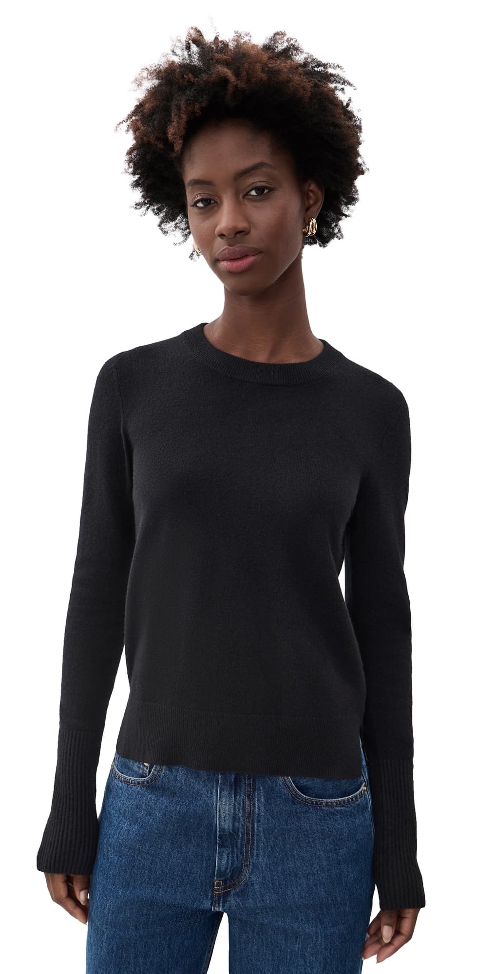 La Ligne Solid Lean Lines Cashmere Sweater Black