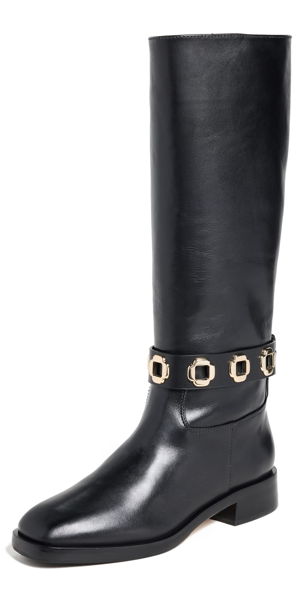 Larroudé Milan Flat Riding Boots Black
