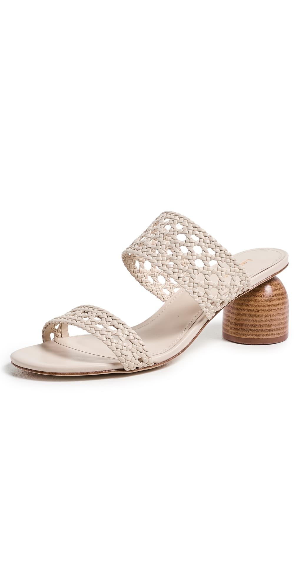 Larroudé Dew Drop Macrame Sandals Ivory Leather