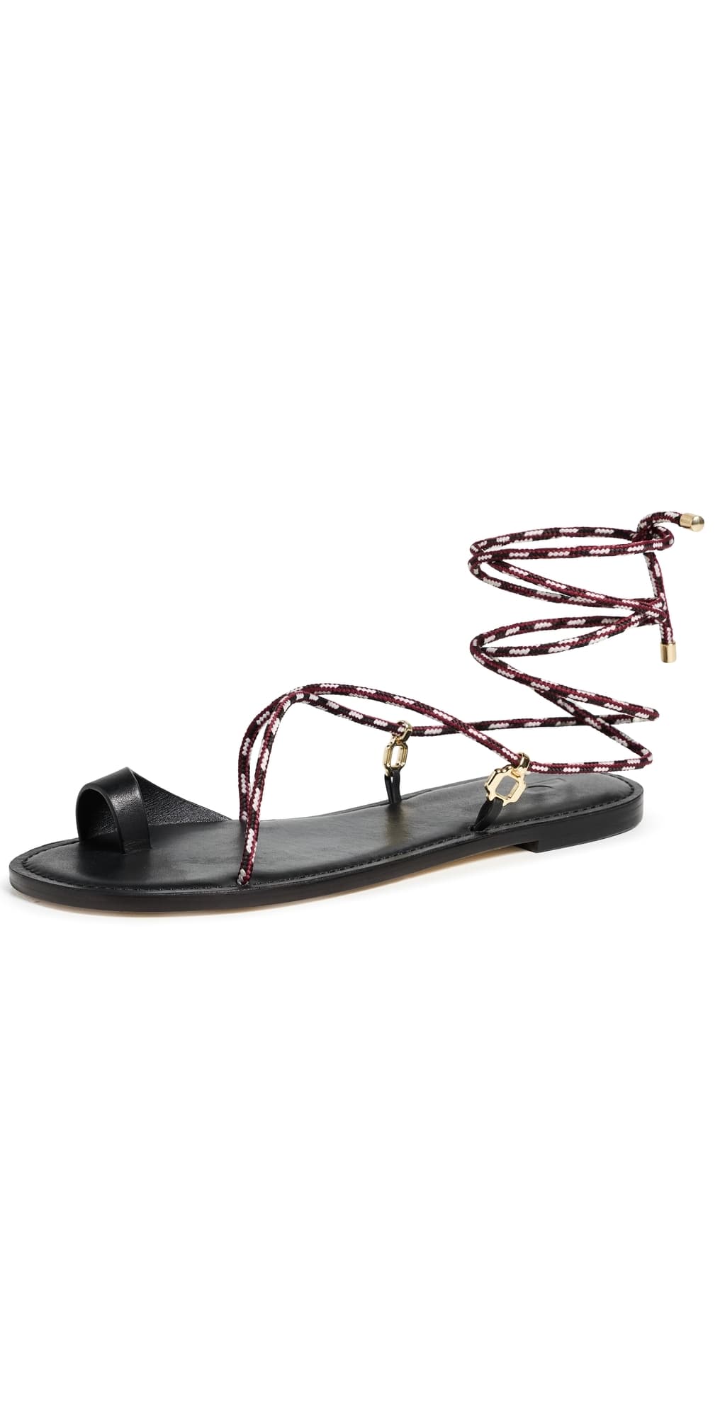 Larroudé Antibes Flat Sandals Black Leather