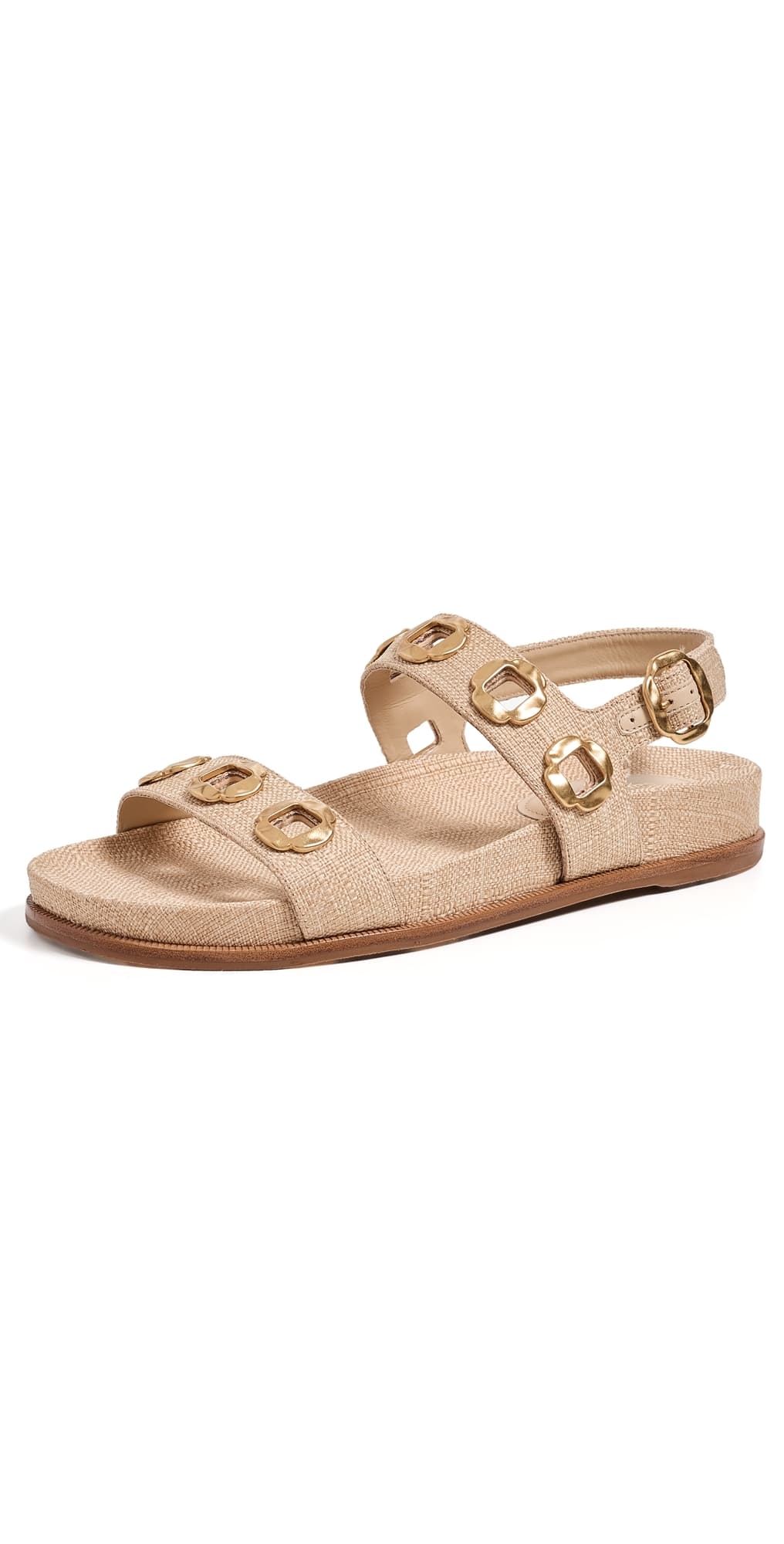Larroudé Milan Sport Sandals Beige Raffia