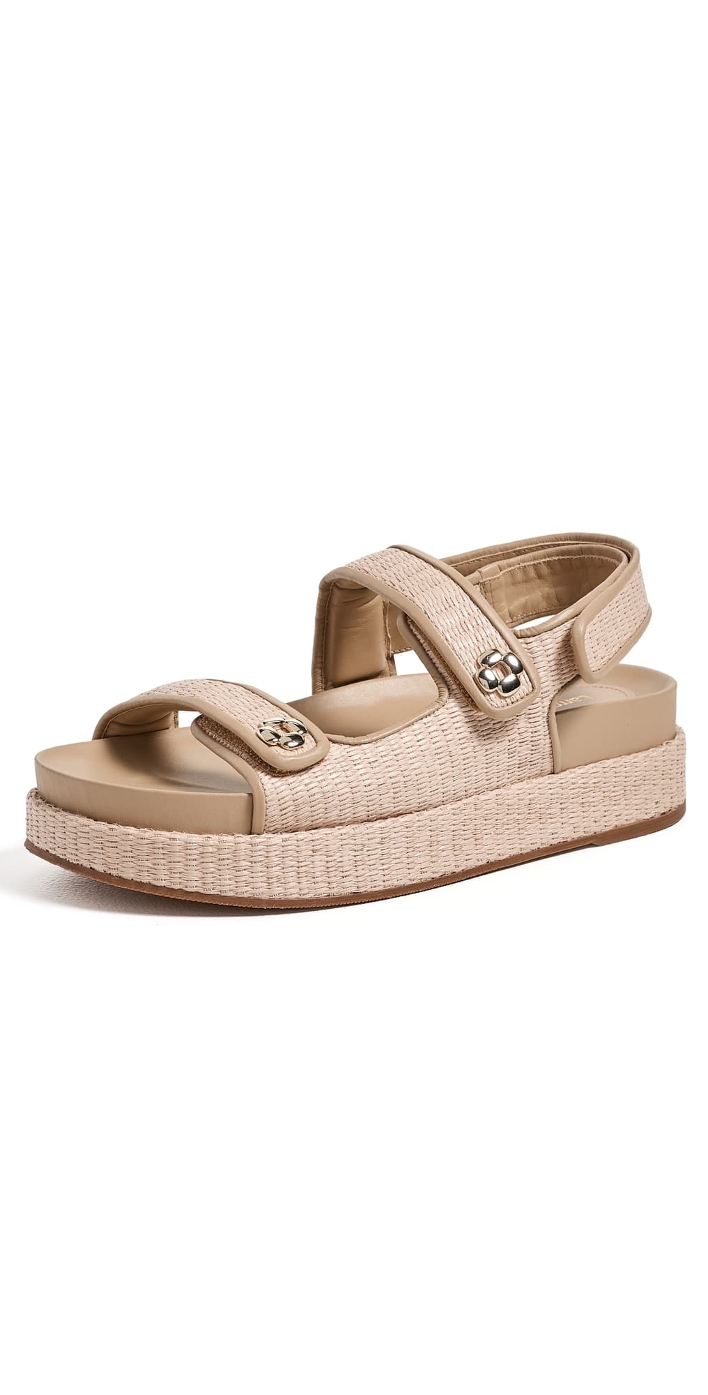 Larroudé Jetty Sandals Natural Raffia/Beige Leather