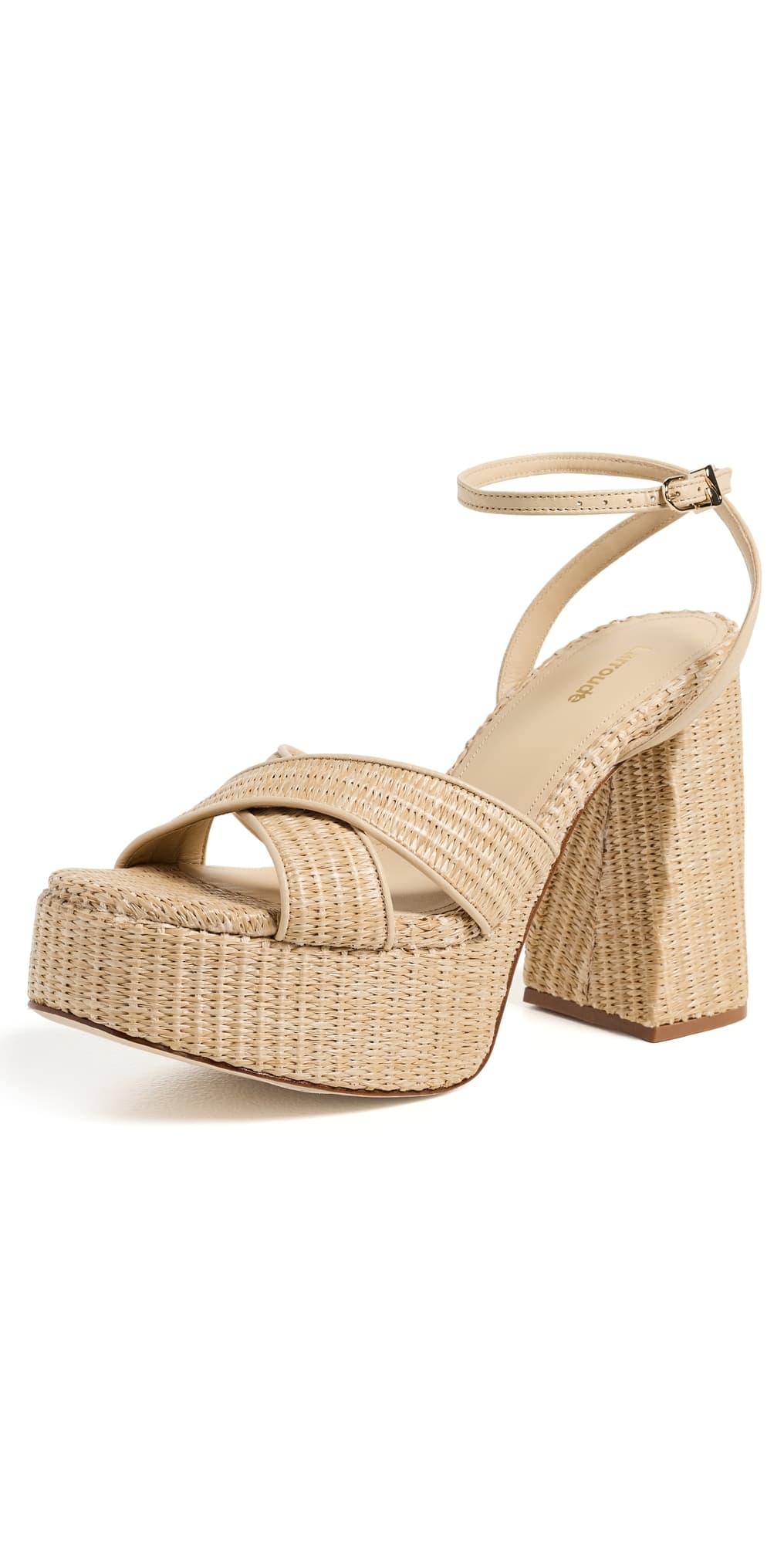 Larroudé Dolly X Platform Sandals Natural Raffia