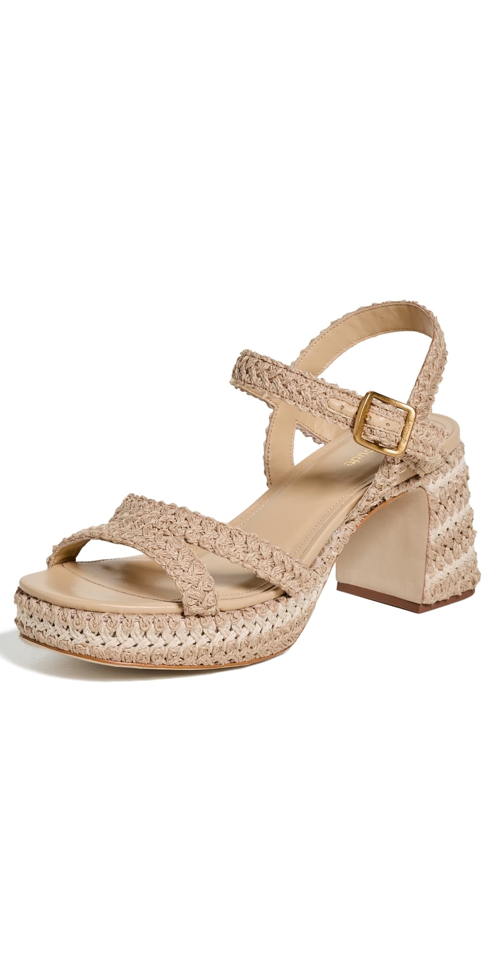 Larroudé Jolene Low Crochet Sandals Natural Crochet