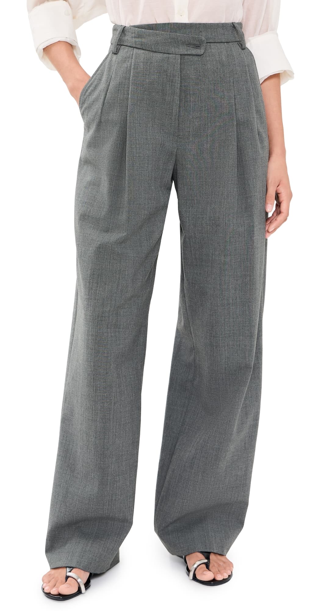 The Latest Dina Gabardine Trousers Grey Melange