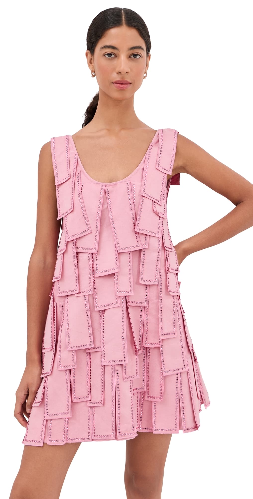 La Vie Style House Jewel Tassel Mini Swing Dress Pink · One Size