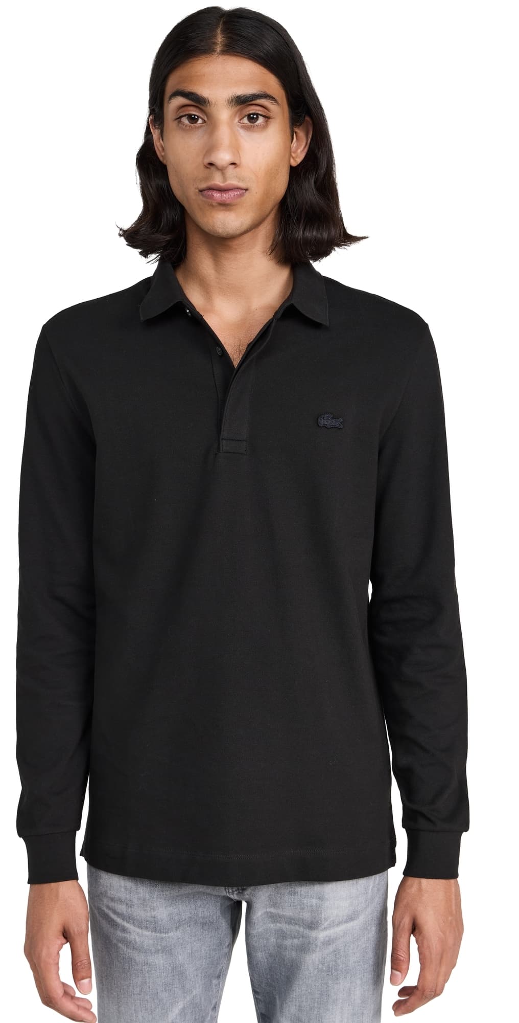 Lacoste Long Sleeve Stretch Cotton Paris Polo Noir