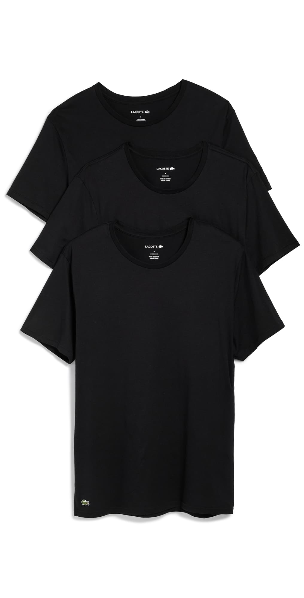 Lacoste Cotton Undershirt Crew Tee 3 Pack Black
