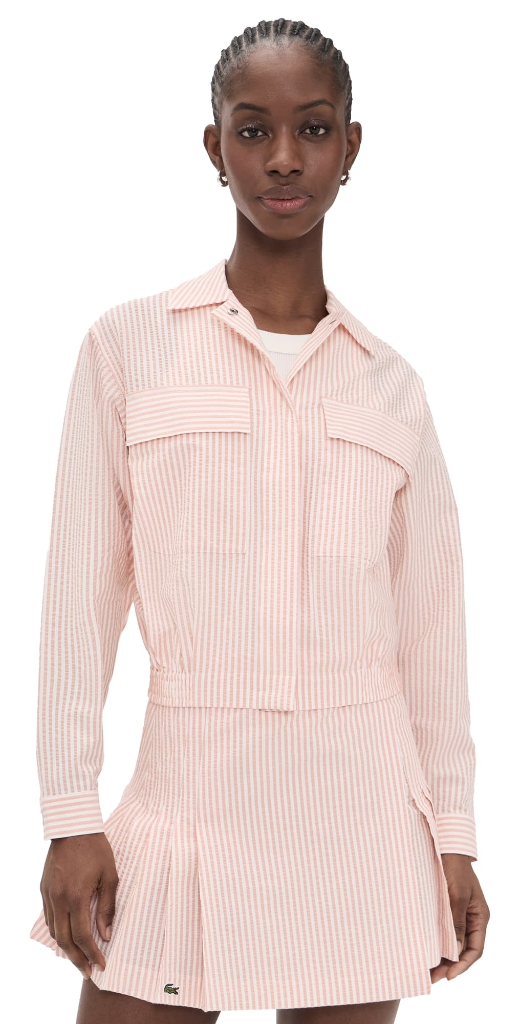 Lacoste Seersucker Light Jacket Flour/Miami Orange