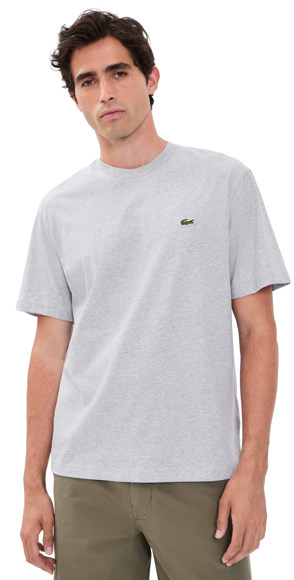 Lacoste Cotton Logo Tee Grey Chine