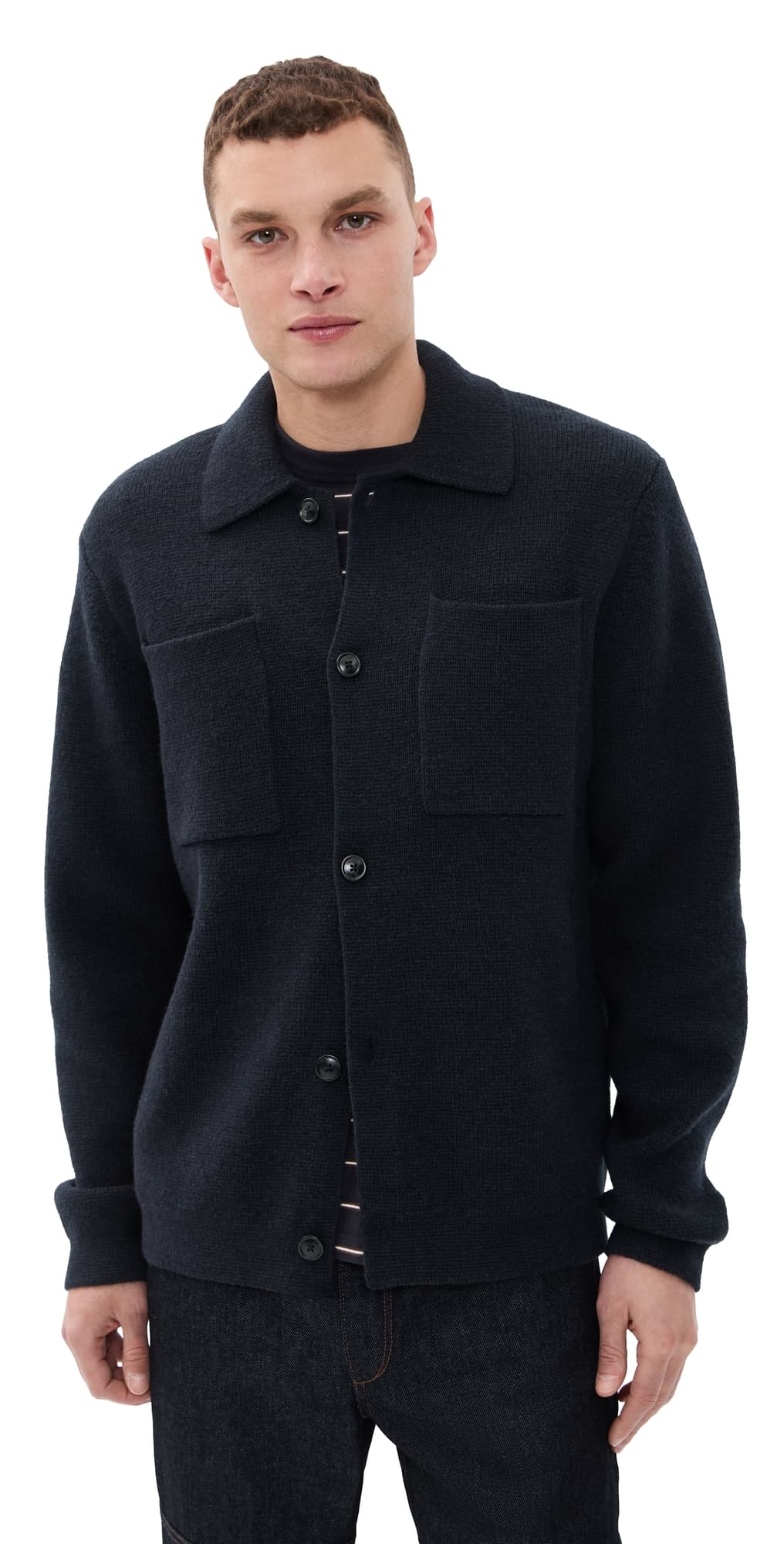 Les Deux Fischer Milano Knit Overshirt Dark Navy