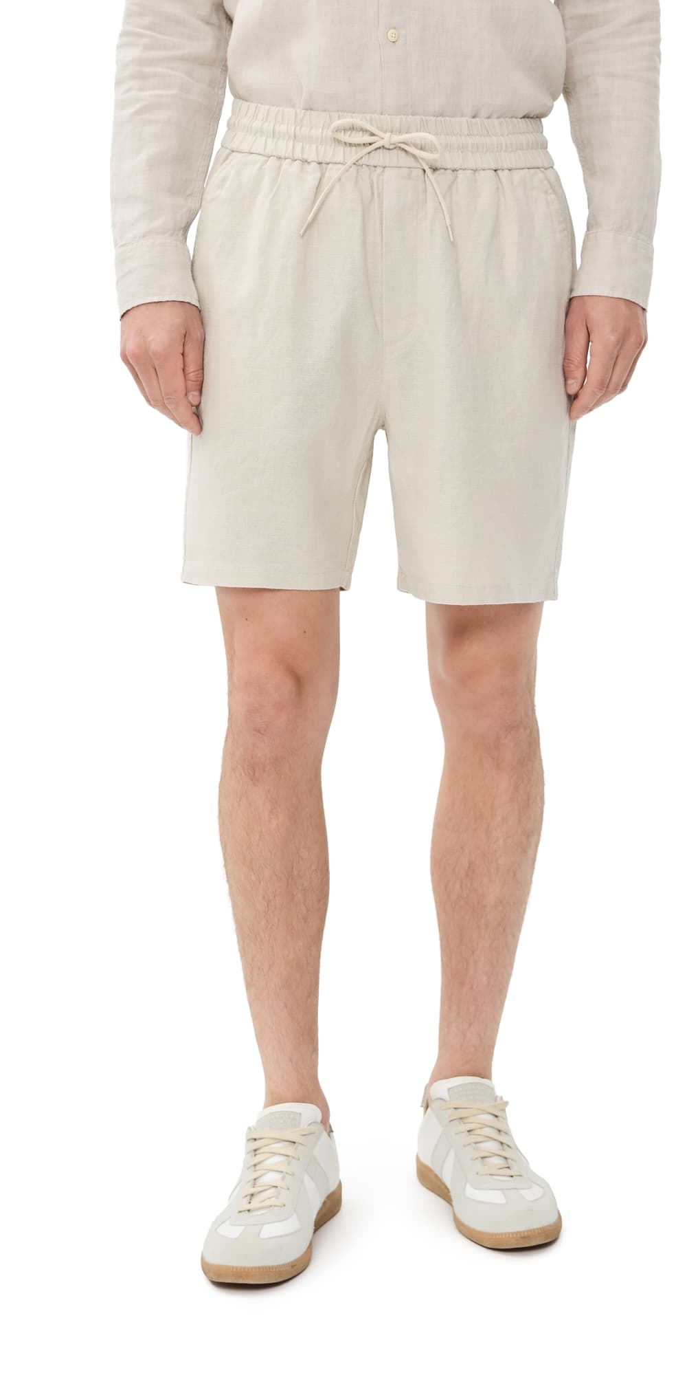 Les Deux Drawstring Linen Shorts 7 Light Sand