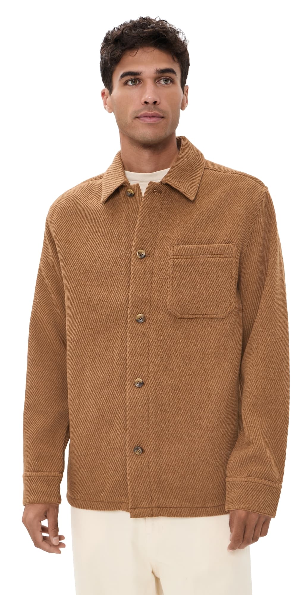 Les Deux Twill Wool Shacket Rubber Brown
